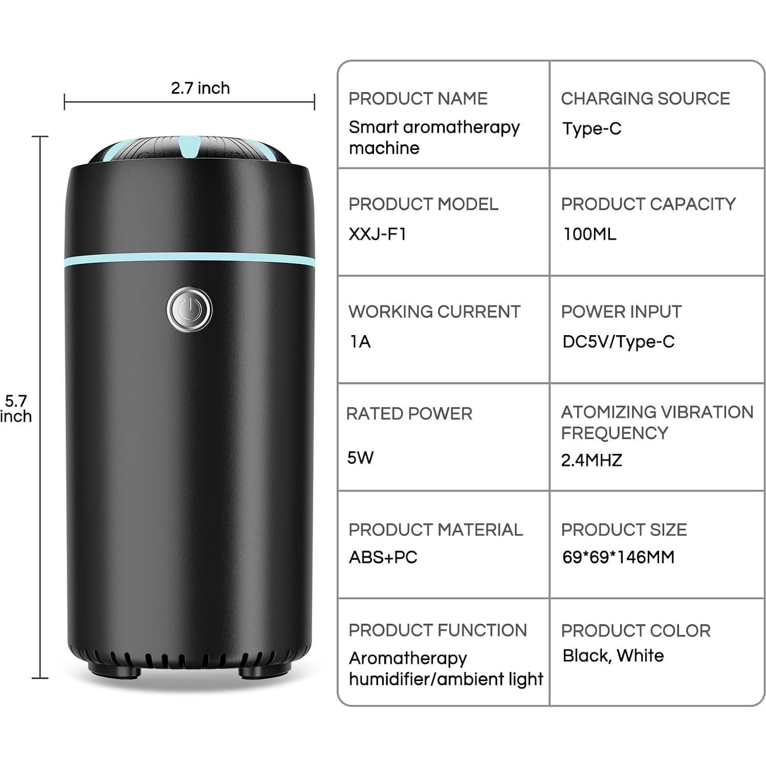Difusor Humidificador de Coche Gonlink XXJ-F1 100ml USB Negro