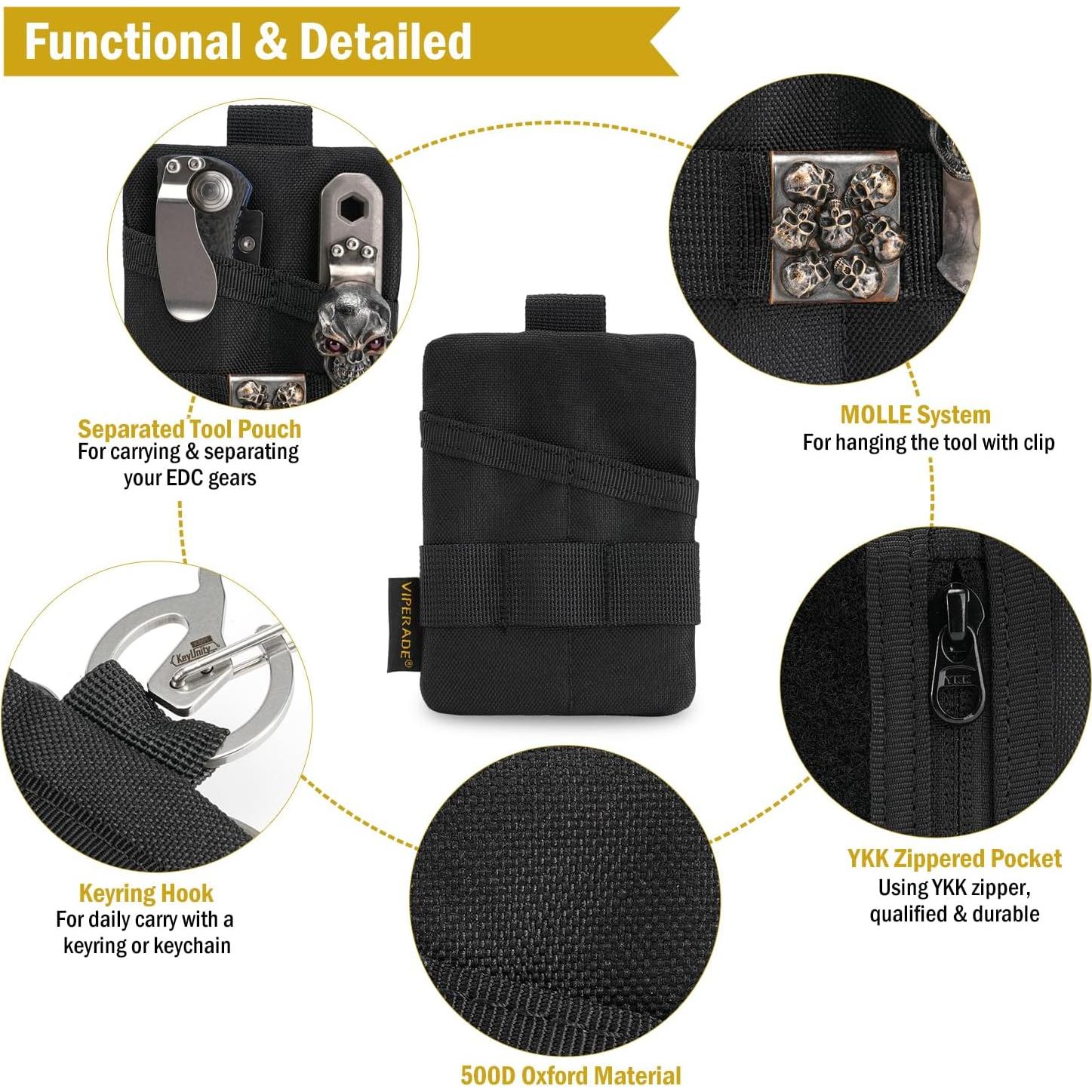 Organizador de Bolsillo EDC VIPERADE VE15 Negro 11.5x8.1cm