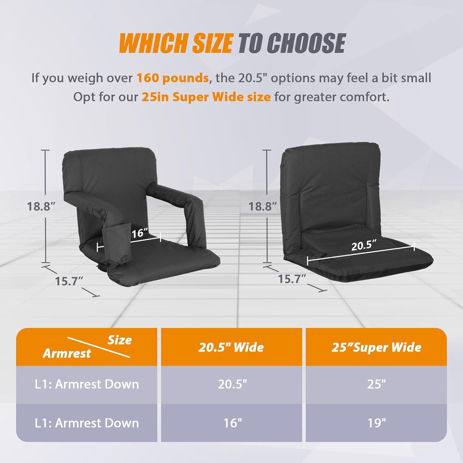 Asiento de Estadio Portátil Nova Microdermabrasion Negro 20.5"