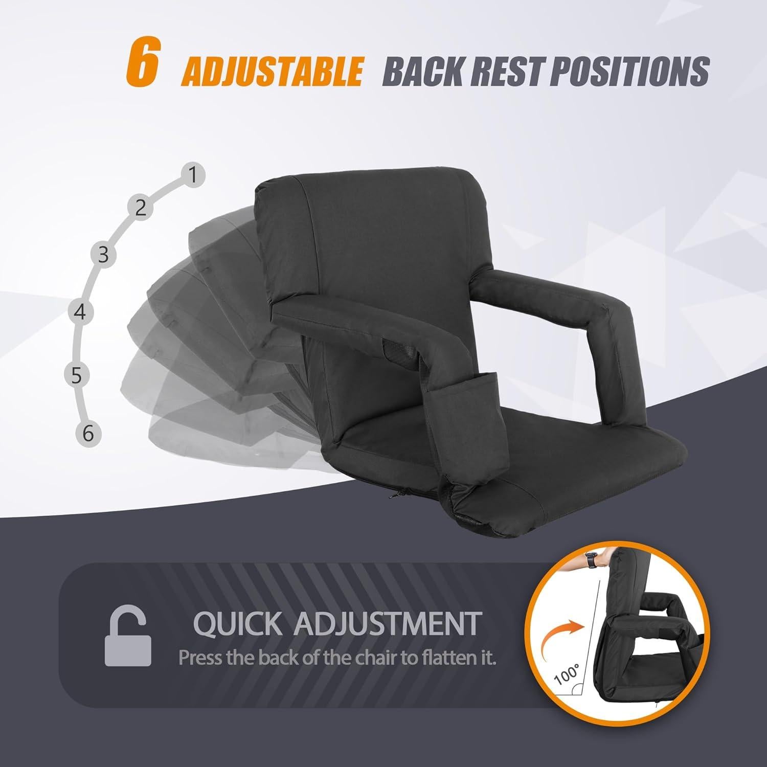 Asiento de Estadio Portátil Nova Microdermabrasion Negro 20.5"