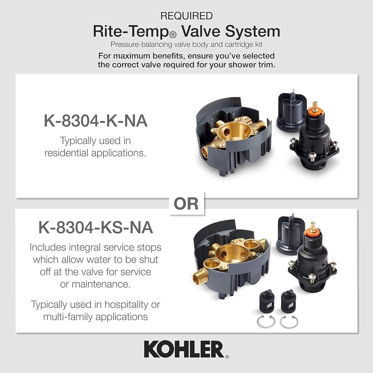 Kohler K-TS24617-4-BL - Valve Trim Only Showers