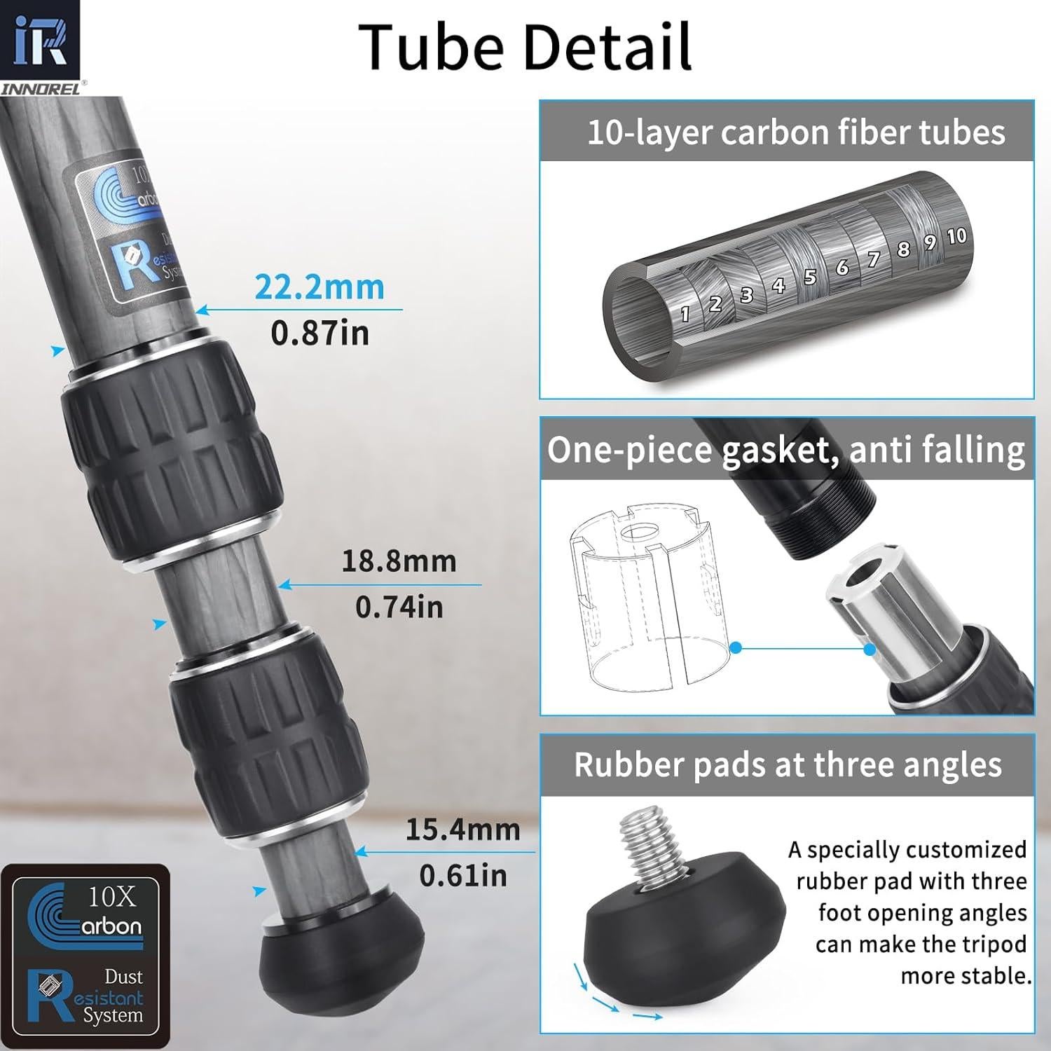 Trípode Mini de Carbono INNOREL CT223C 10 Capas 10kg