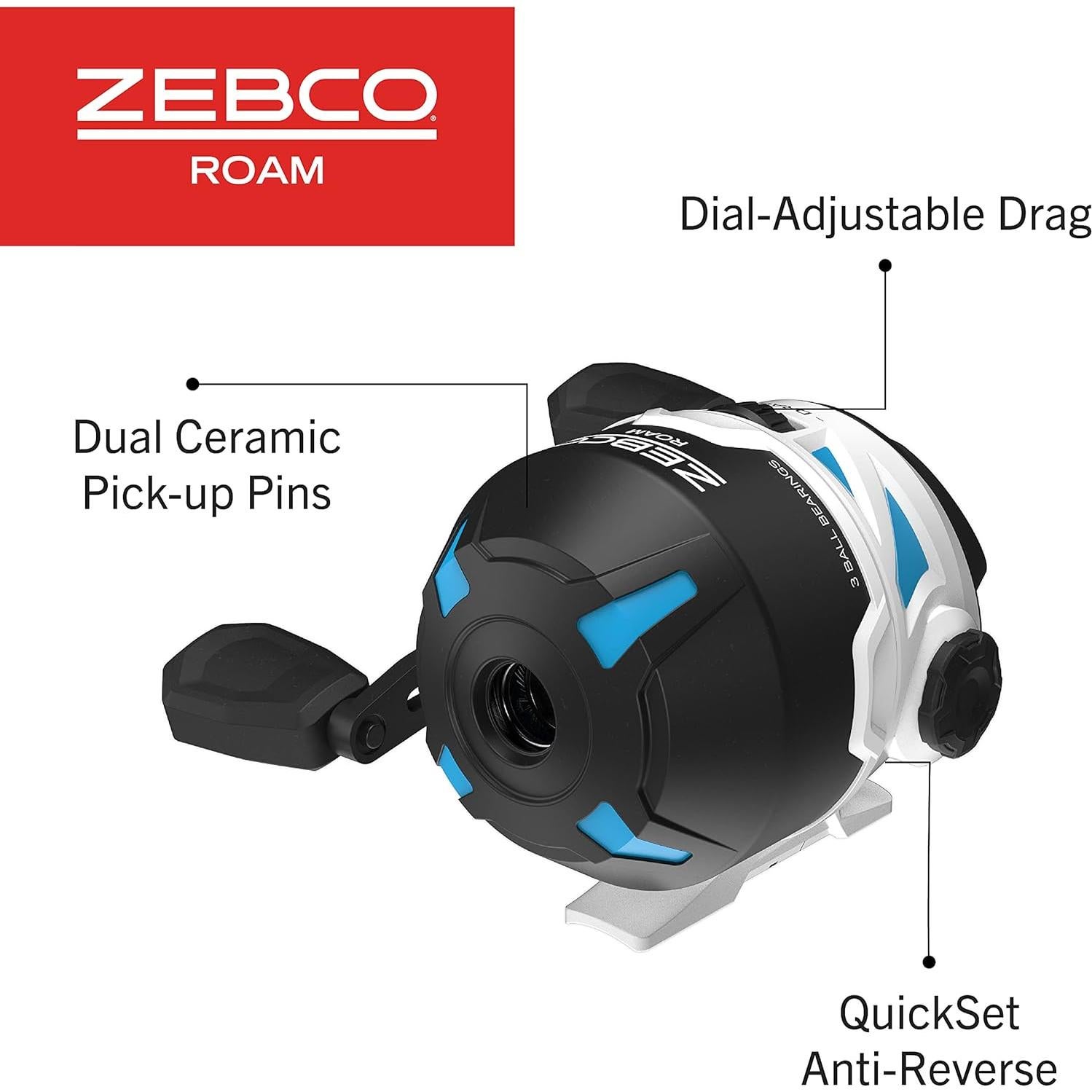 Carrete de Pesca Spincast Zebco Roam 30, 4.54 kg, Azul