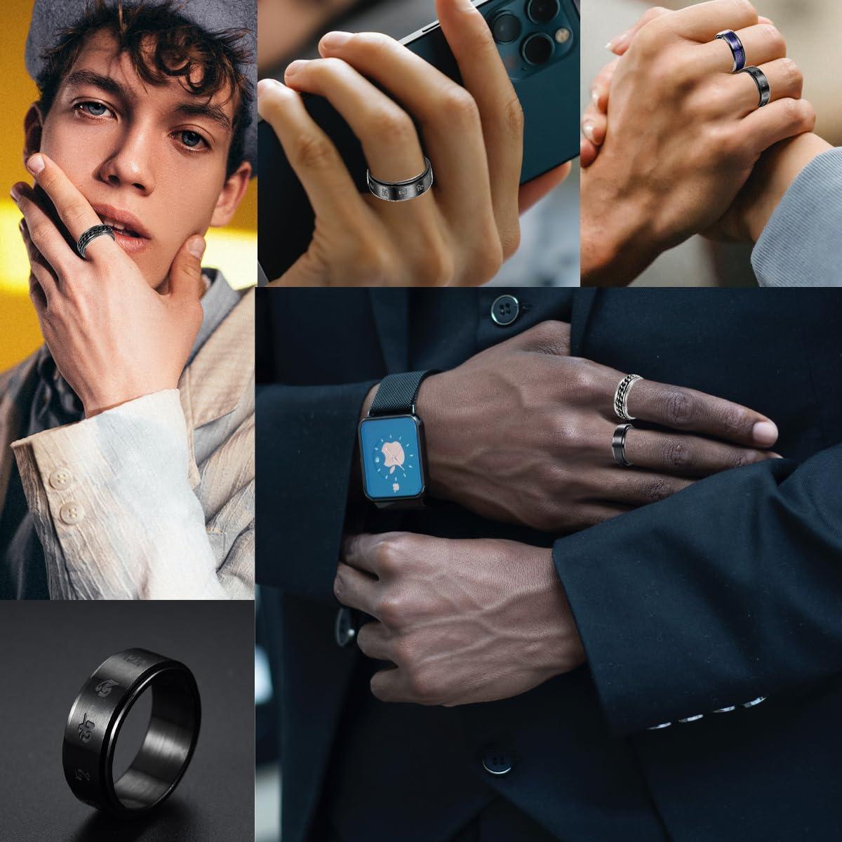 Conjunto de 9 Anillos de Acero Inoxidable para Hombres - PINCHUAN