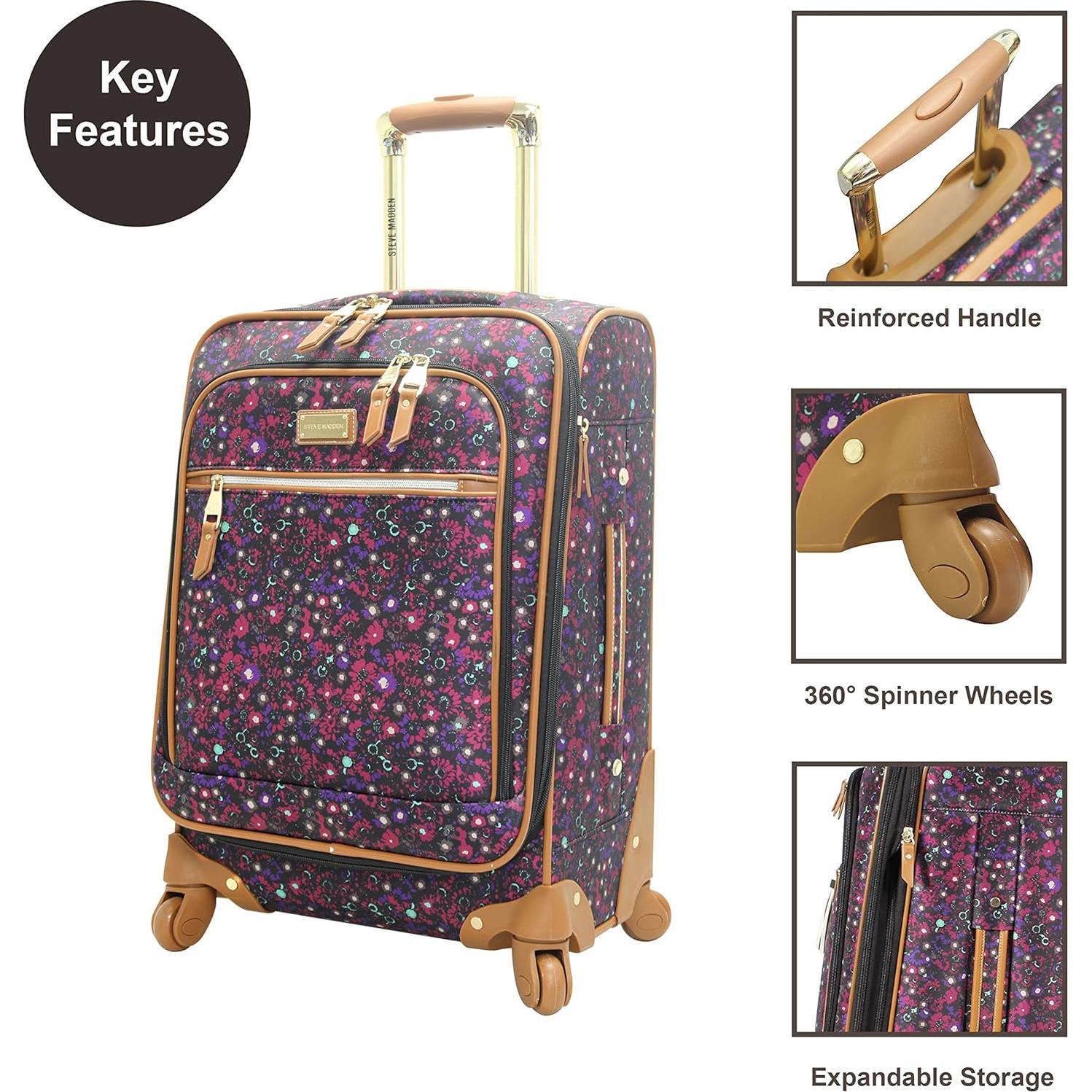 Maleta Expandible Steve Madden 20" Púrpura Oscuro 36L