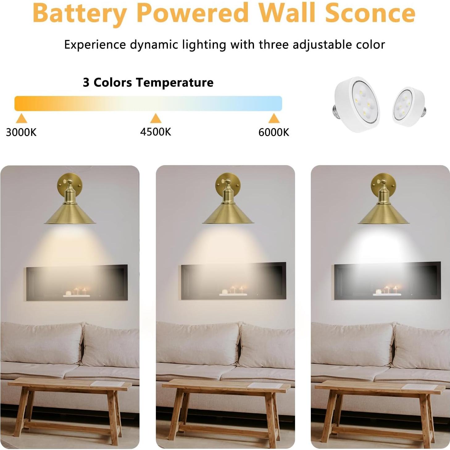 Aplique de Pared LED Franing Dorado con Control Remoto - 2 Unidades