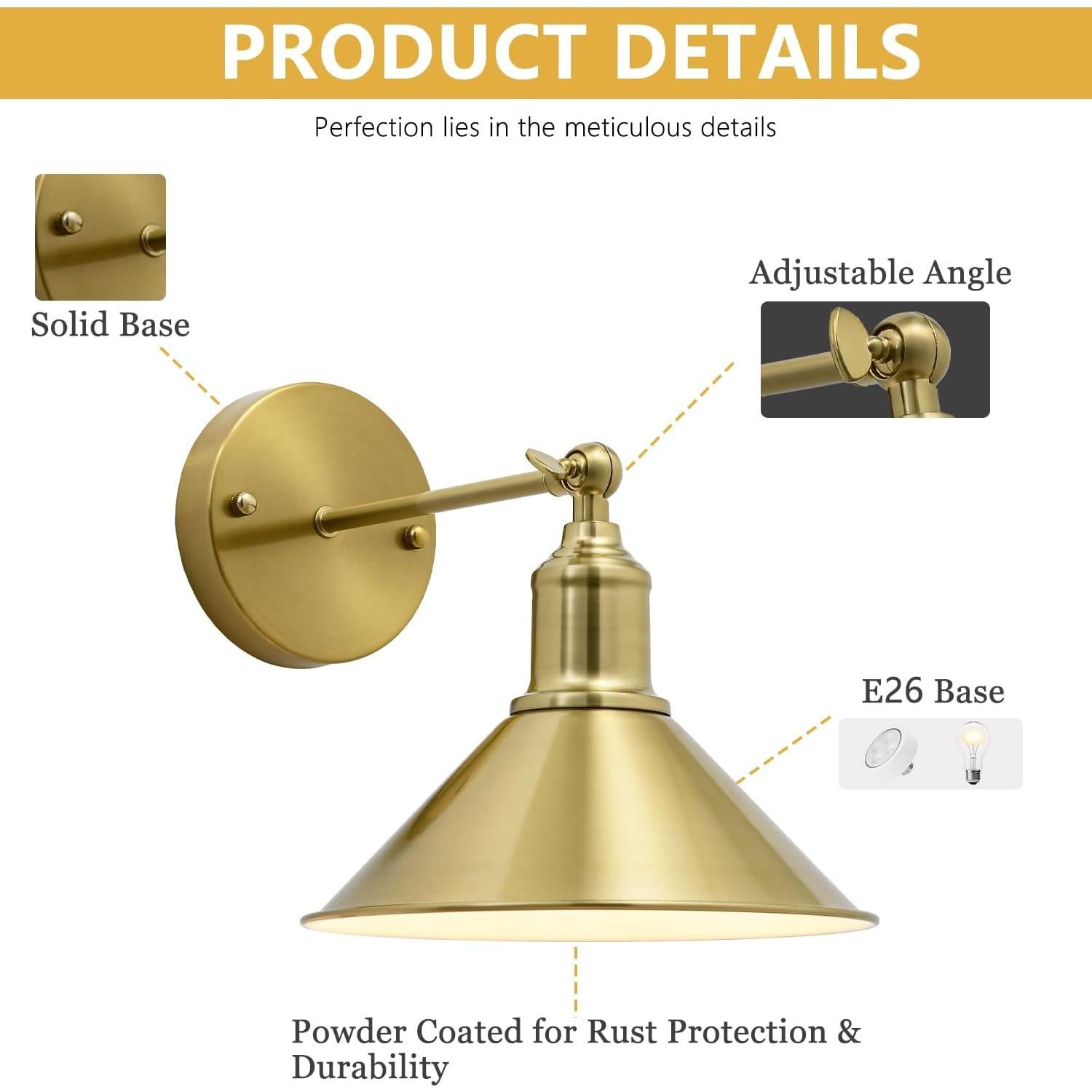 Aplique de Pared LED Franing Dorado con Control Remoto - 2 Unidades