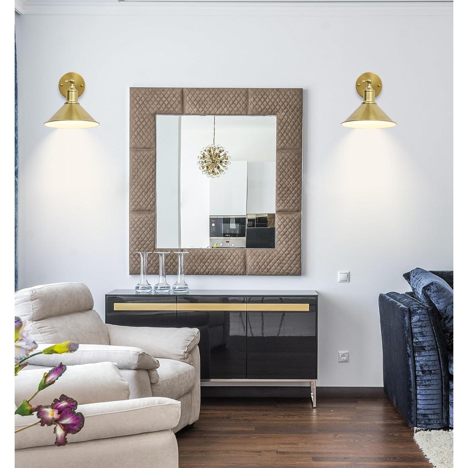 Aplique de Pared LED Franing Dorado con Control Remoto - 2 Unidades