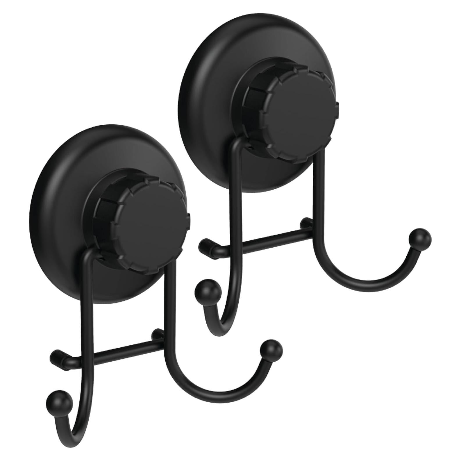 Ganchos de Ventosa HASKO para Ducha - Acero Inoxidable Negro (2 Pzs)