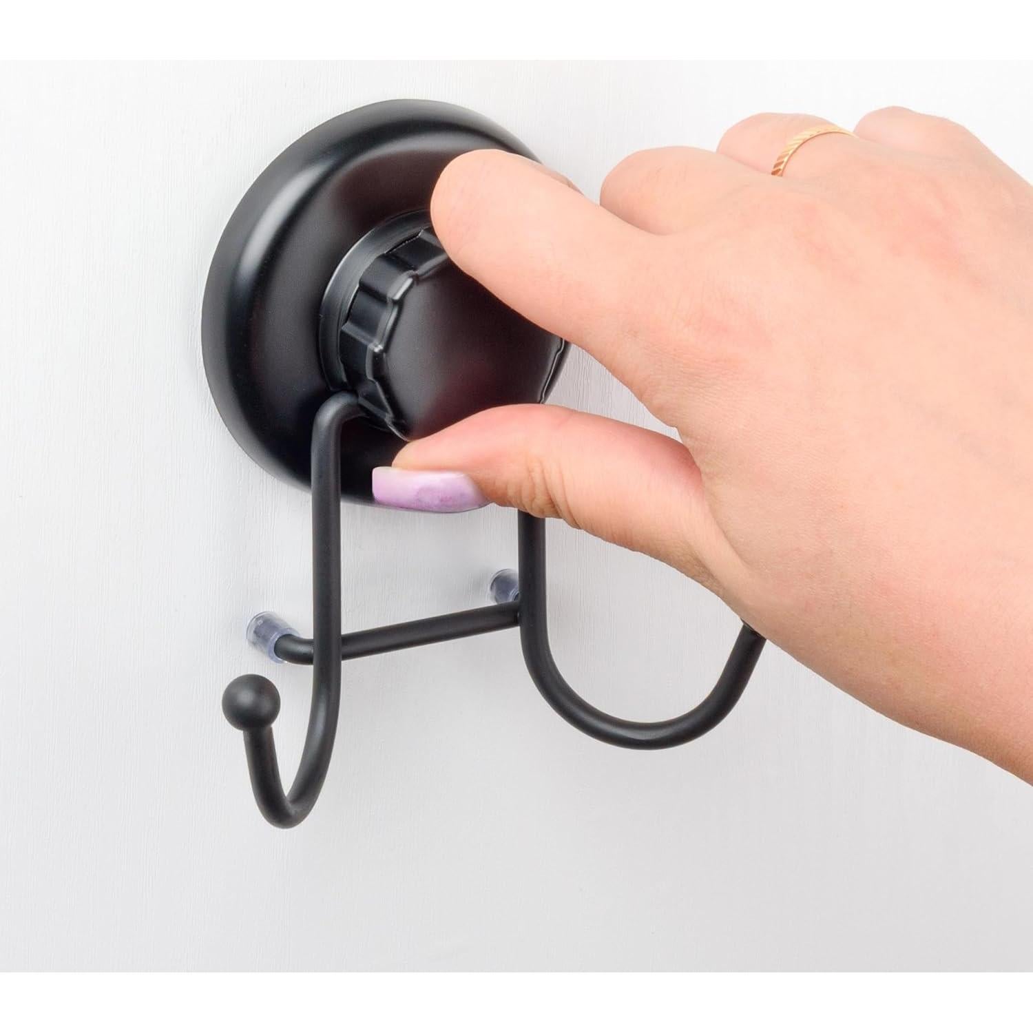 Ganchos de Ventosa HASKO para Ducha - Acero Inoxidable Negro (2 Pzs)