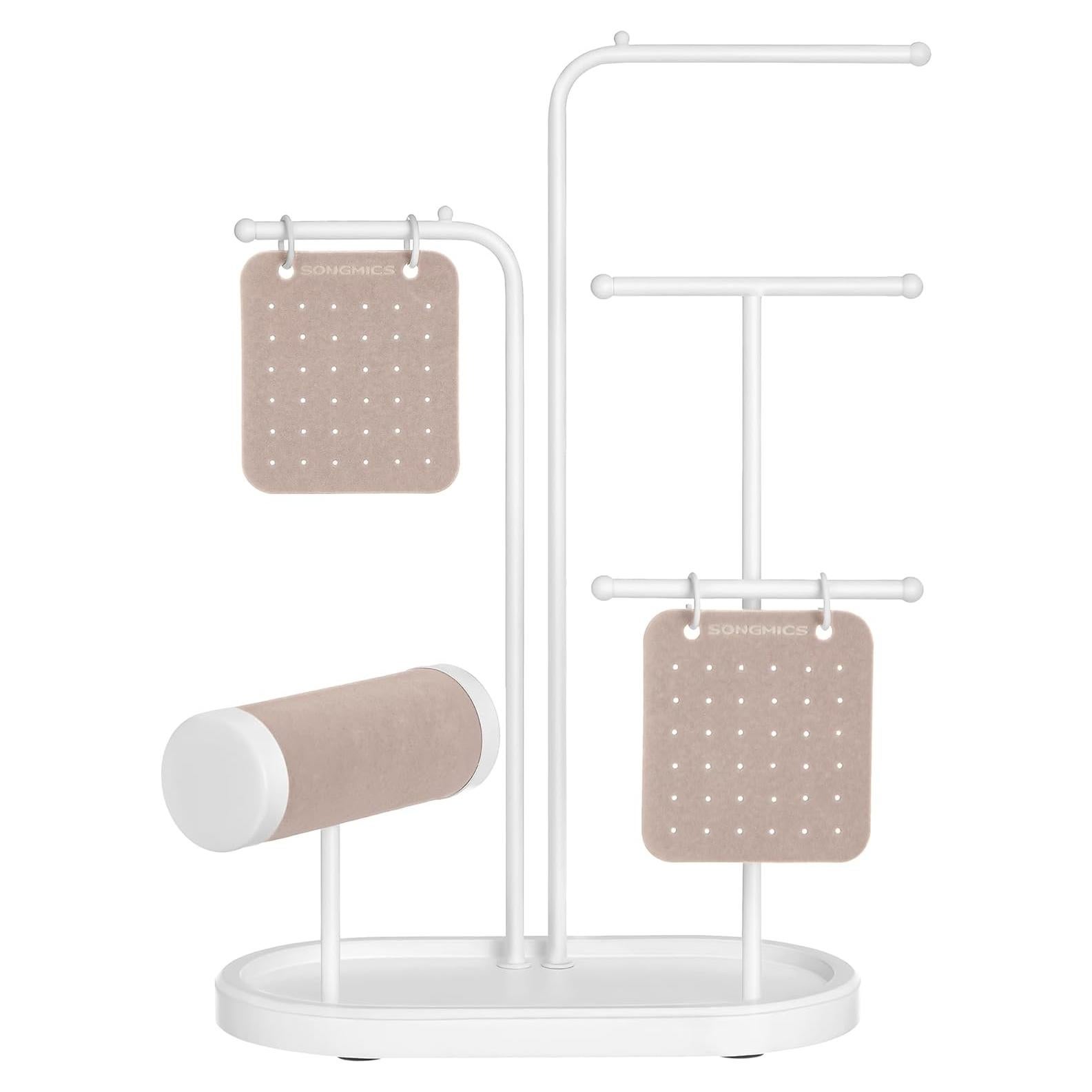 Soporte de Joyería SONGMICS Blanco Nube con 2 Tableros y 4 Varillas