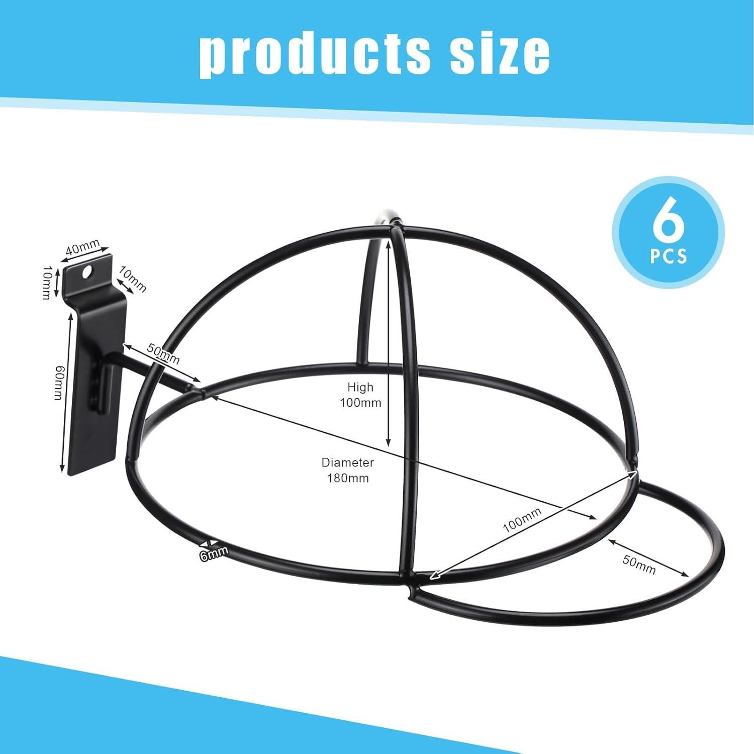 Soporte de Exhibición de Sombreros Kigley 6 Pcs Metal Negro