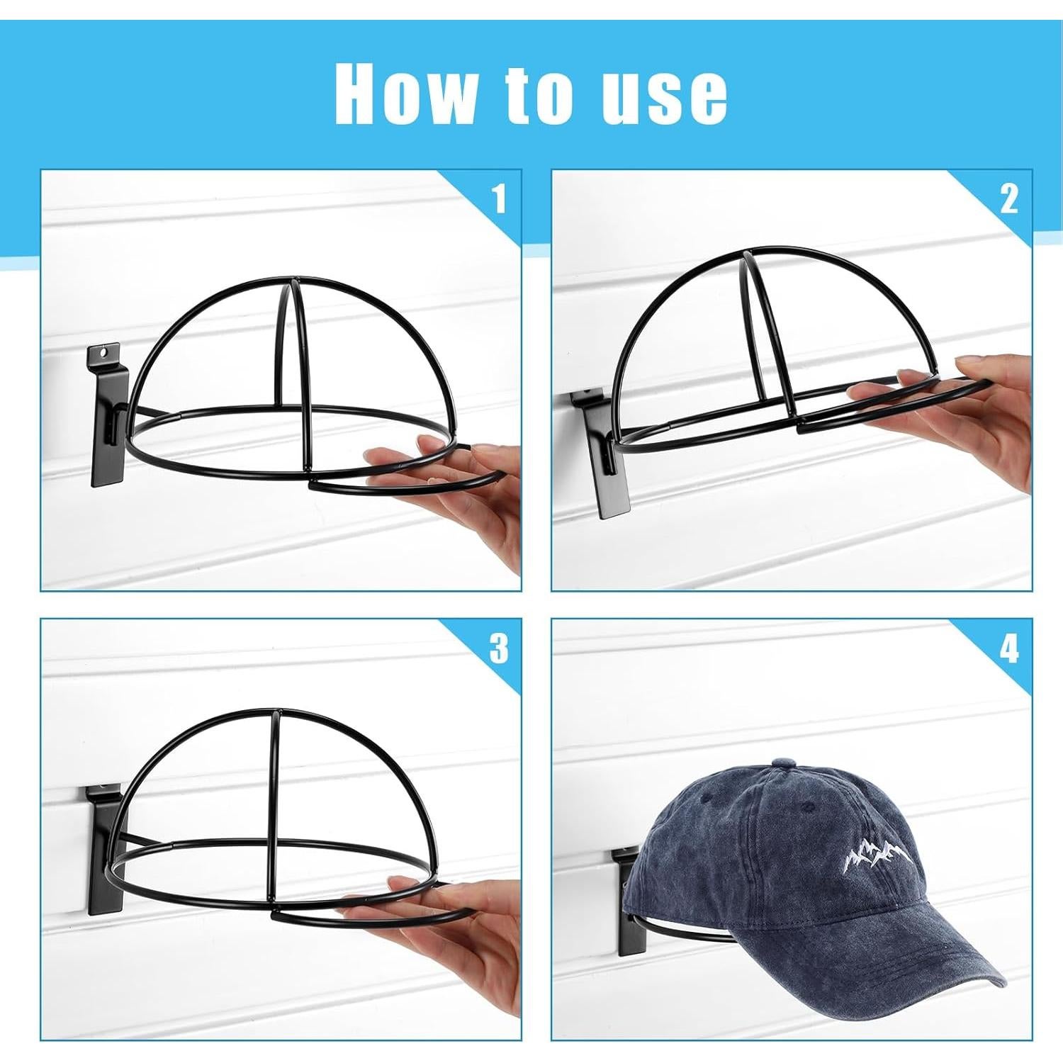 Soporte de Exhibición de Sombreros Kigley 6 Pcs Metal Negro