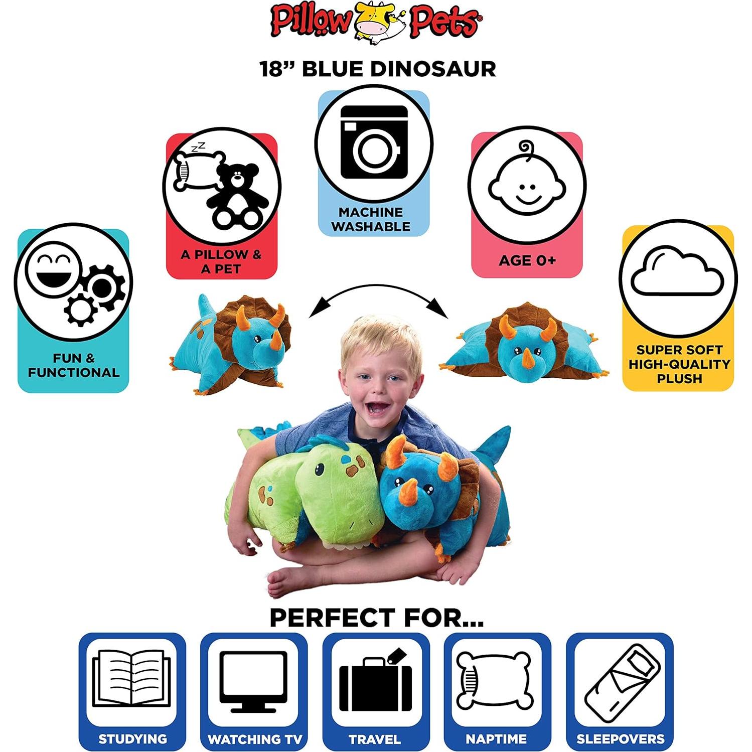 Pillow Pets Dinosaurio Azul 45.72 cm Juguete de Peluche