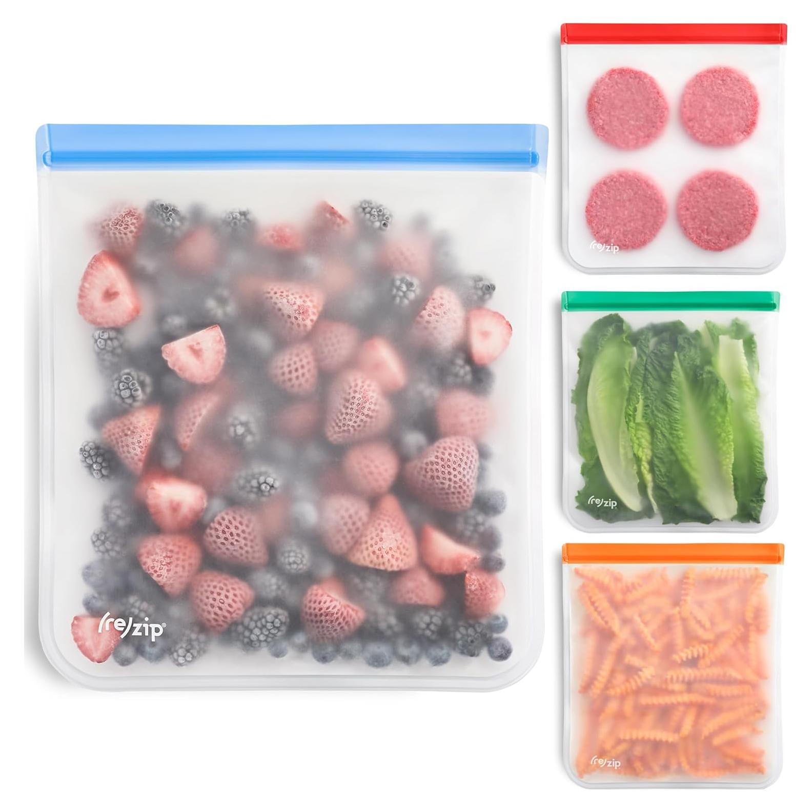 Bolsas Reutilizables de Galón re)zip 4-Pack Multicolor PEVA