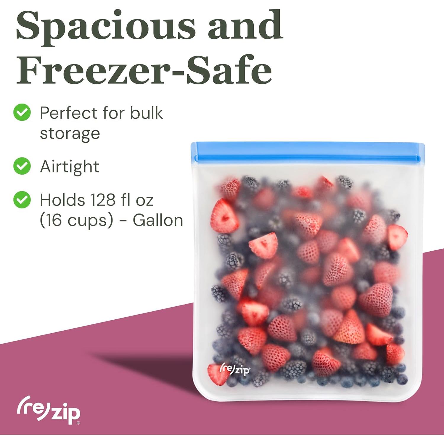 Bolsas Reutilizables de Galón re)zip 4-Pack Multicolor PEVA