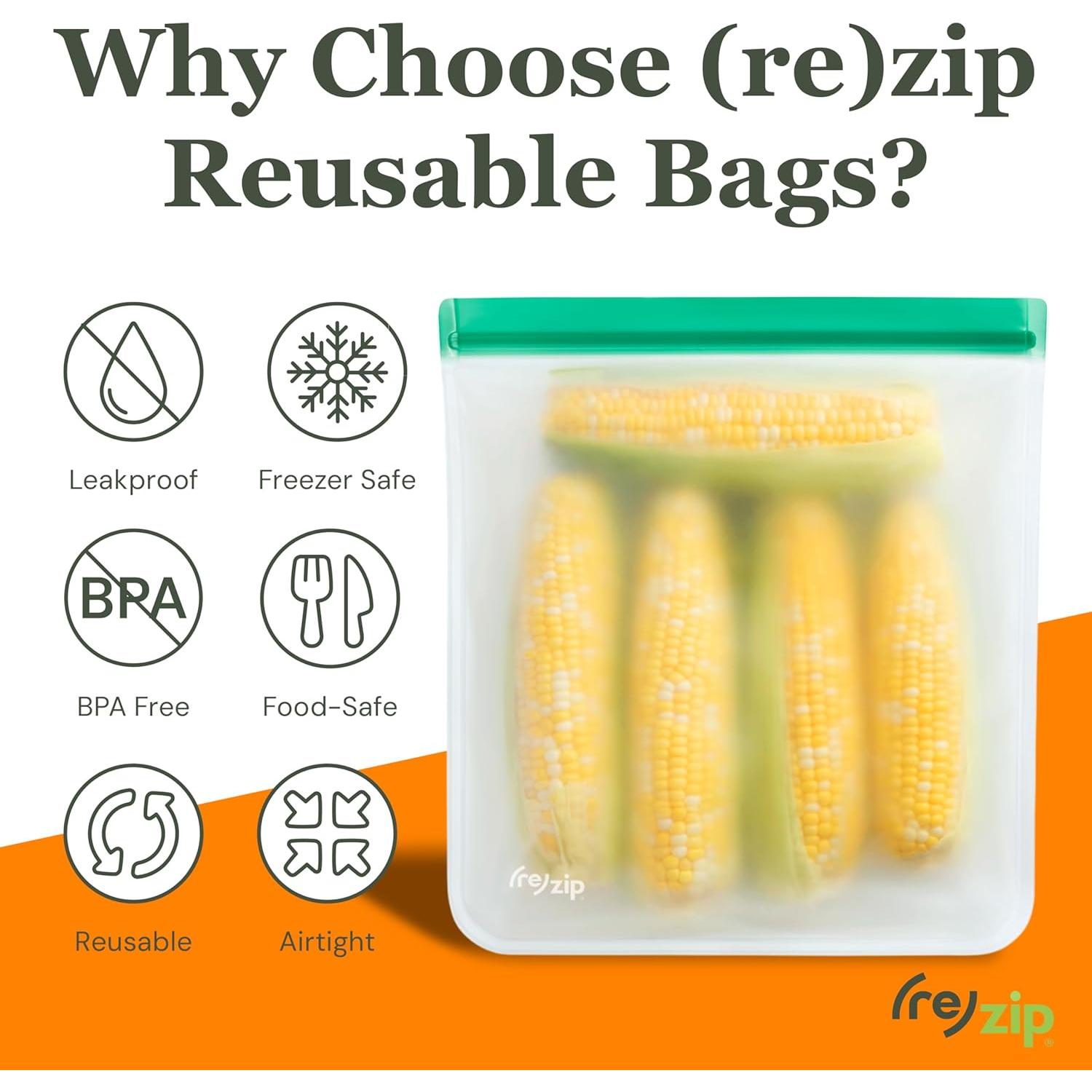 Bolsas Reutilizables de Galón re)zip 4-Pack Multicolor PEVA