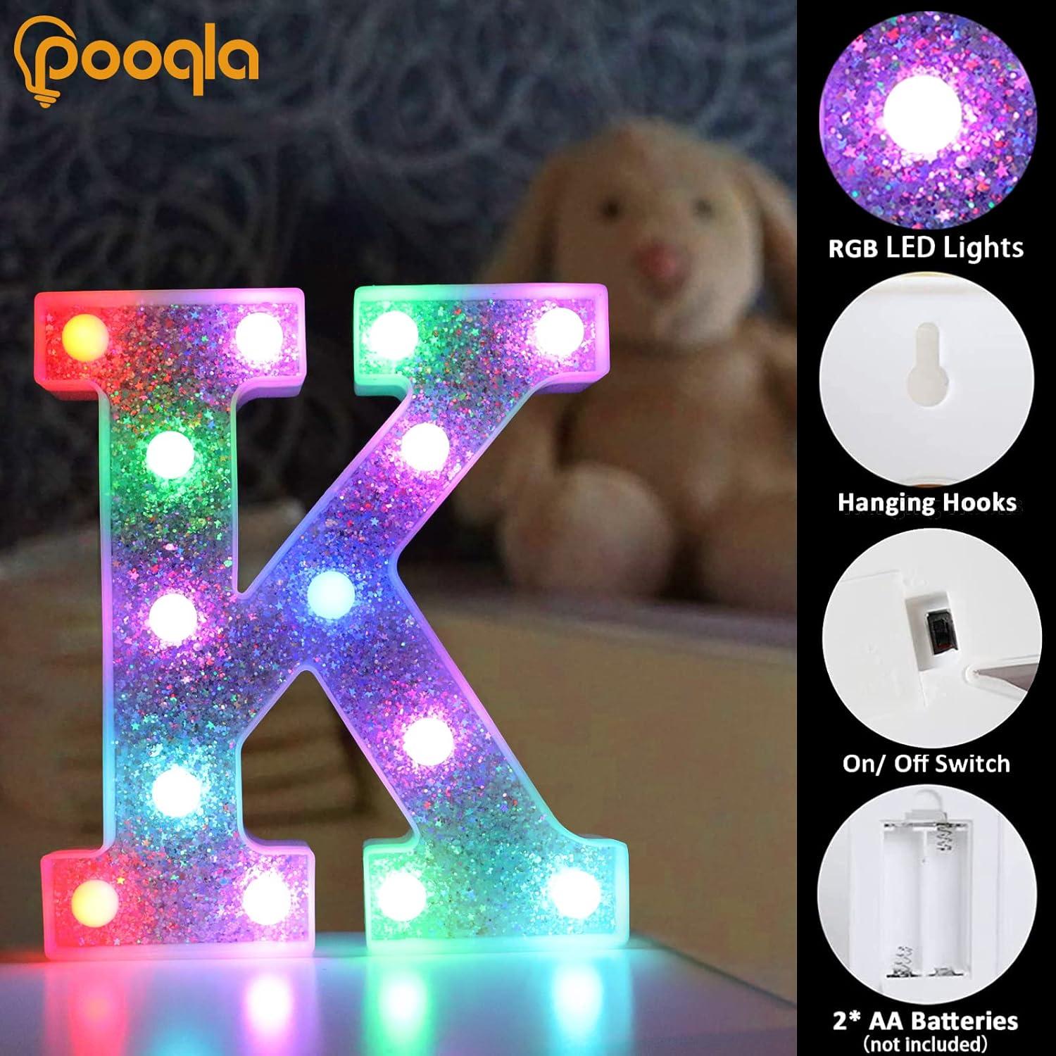 Letras Iluminadas LED Pooqla, 27 Colores, Control Remoto