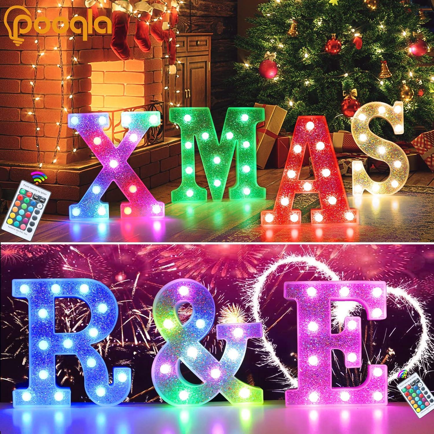 Letras Iluminadas LED Pooqla, 27 Colores, Control Remoto