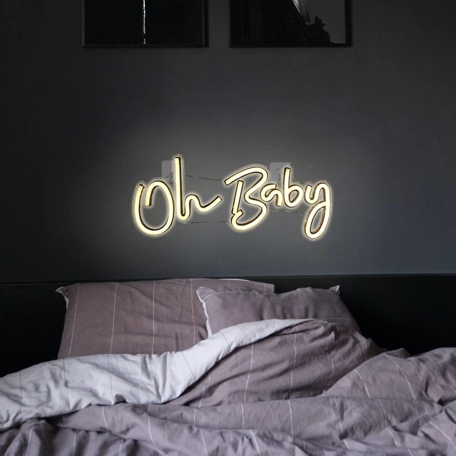 Letrero Neon Oh Baby Lucunstar 41.91x17.53cm Decoración