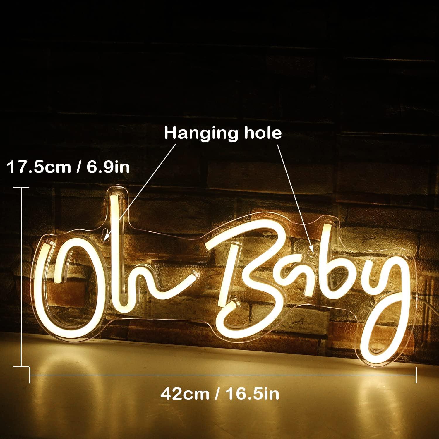 Letrero Neon Oh Baby Lucunstar 41.91x17.53cm Decoración