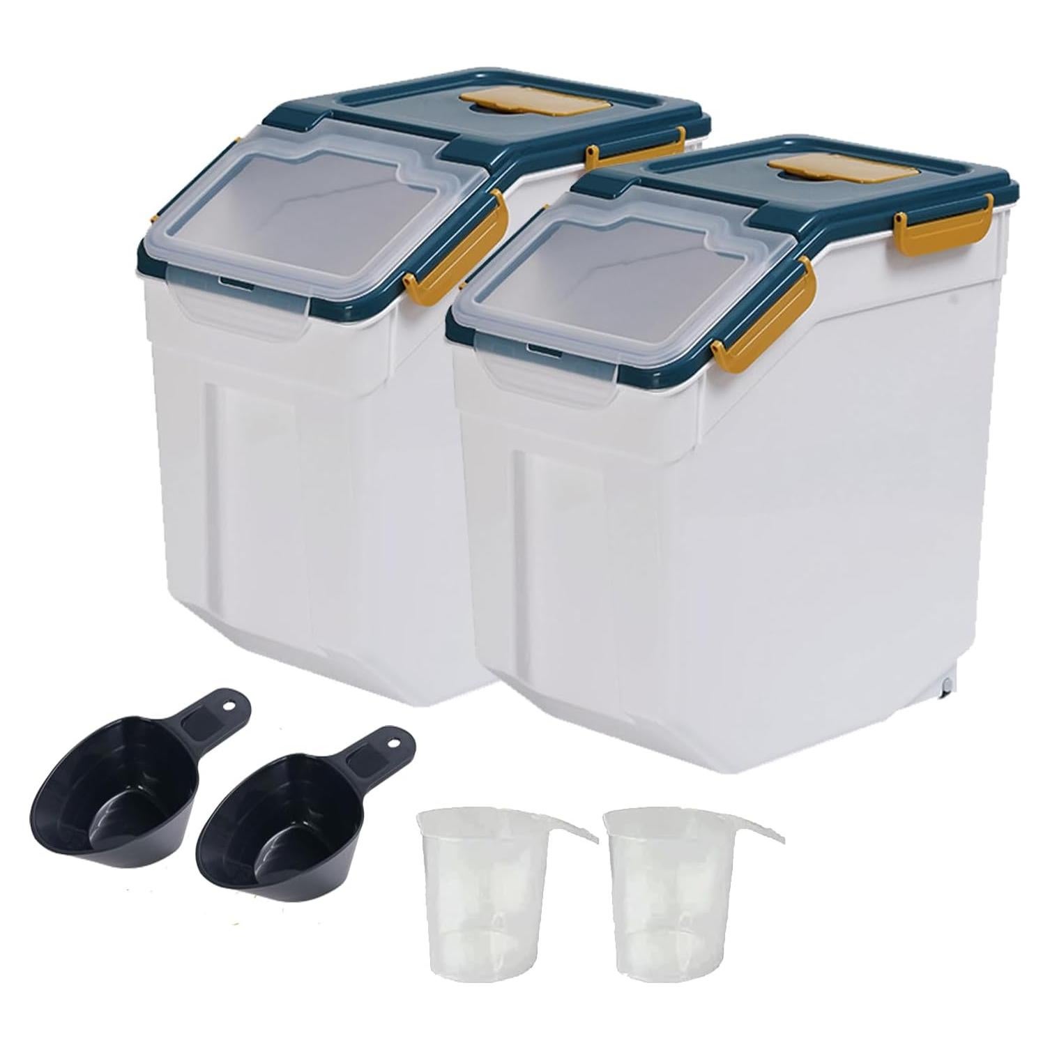 Contenedor de Almacenamiento Hermético Qiveno 25Lb 2Pack Azul