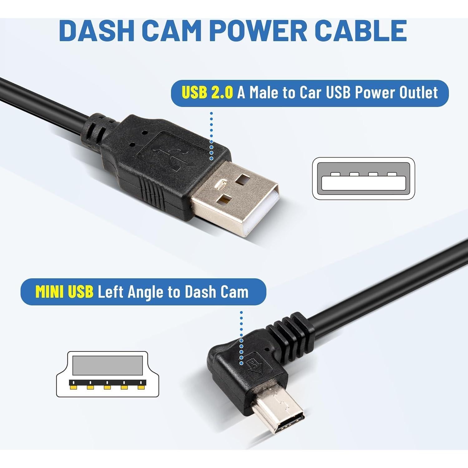 Cable de Alimentación Mini USB EWAY 4m para Dashcam