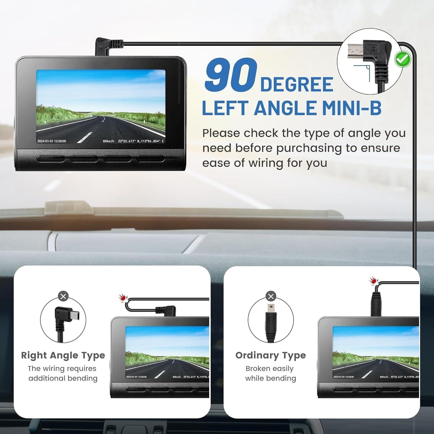 Cable de Alimentación Mini USB EWAY 4m para Dashcam