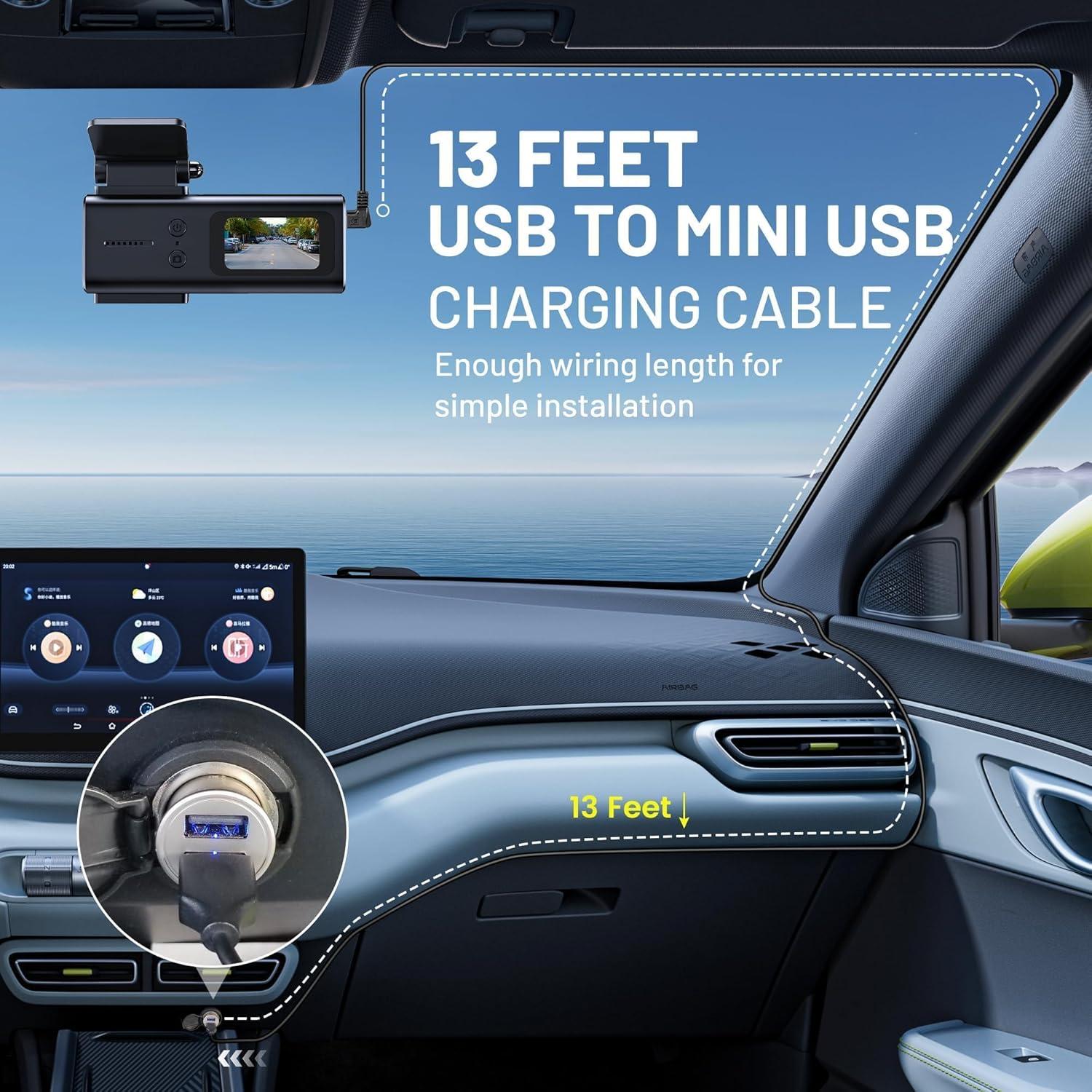 Cable de Alimentación Mini USB EWAY 4m para Dashcam