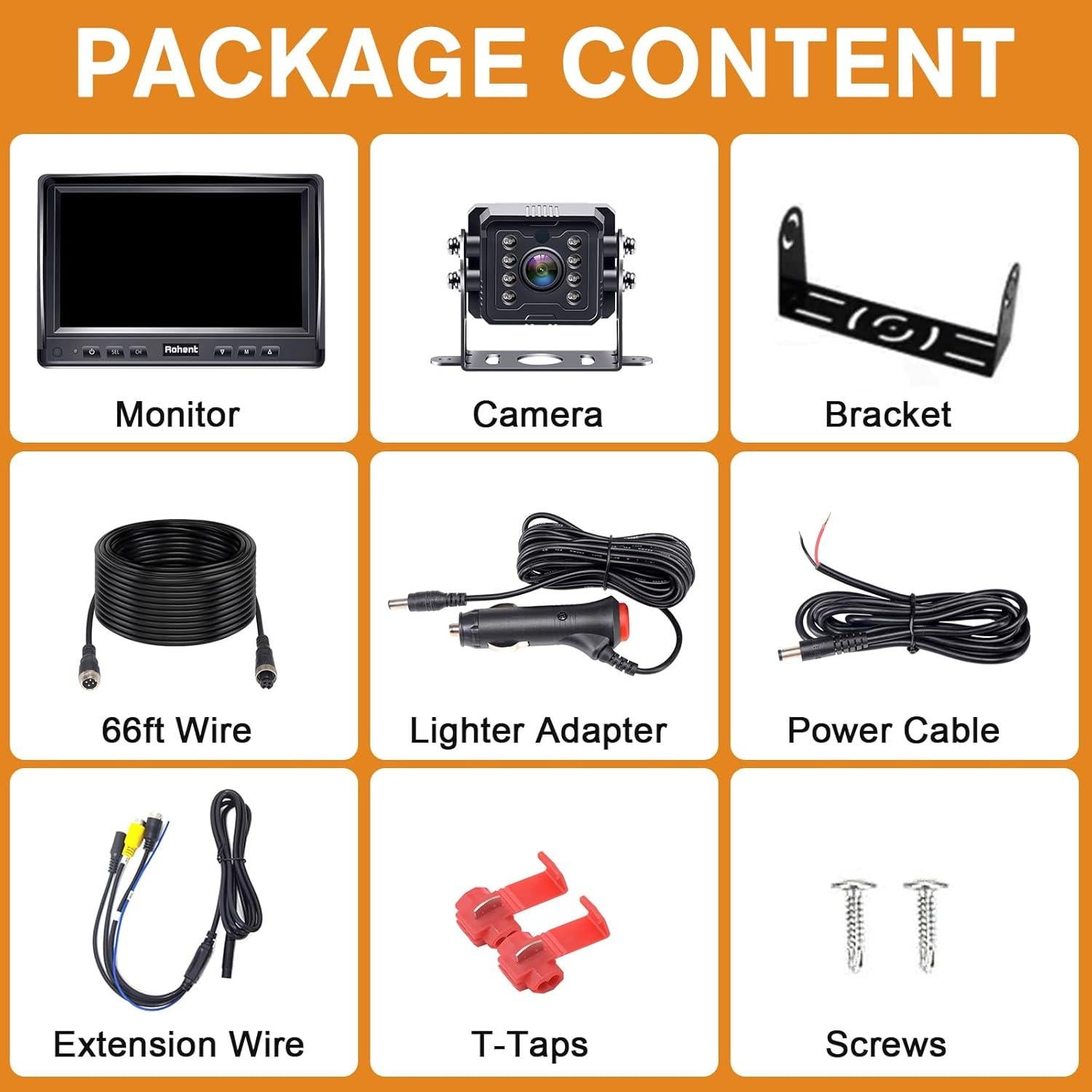 Sistema de Cámara de Respaldo Rohent R4 HD 1080P con Monitor 7"