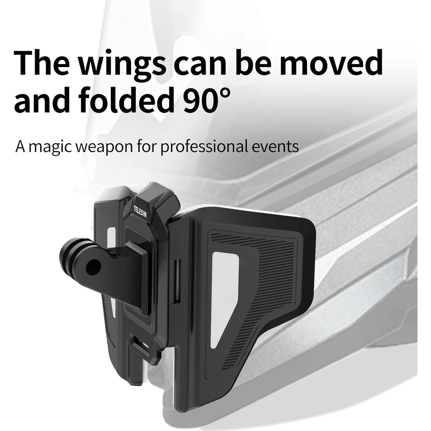 Soporte de Casco para GoPro TELESIN Ajustable 180° Negro