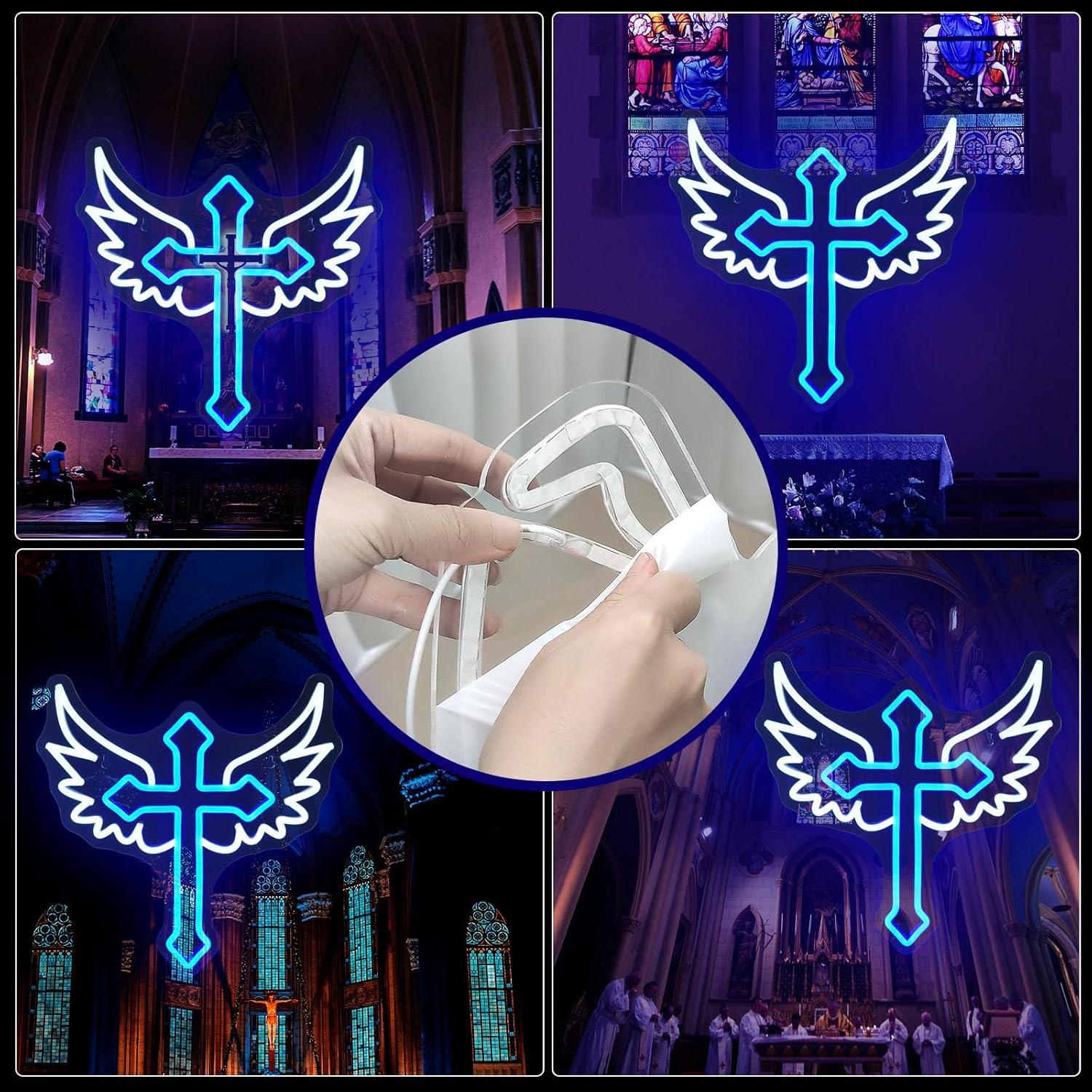 Cartel de Neón LED Cruz JEDAEMEN 35x34 cm Decoración Pared