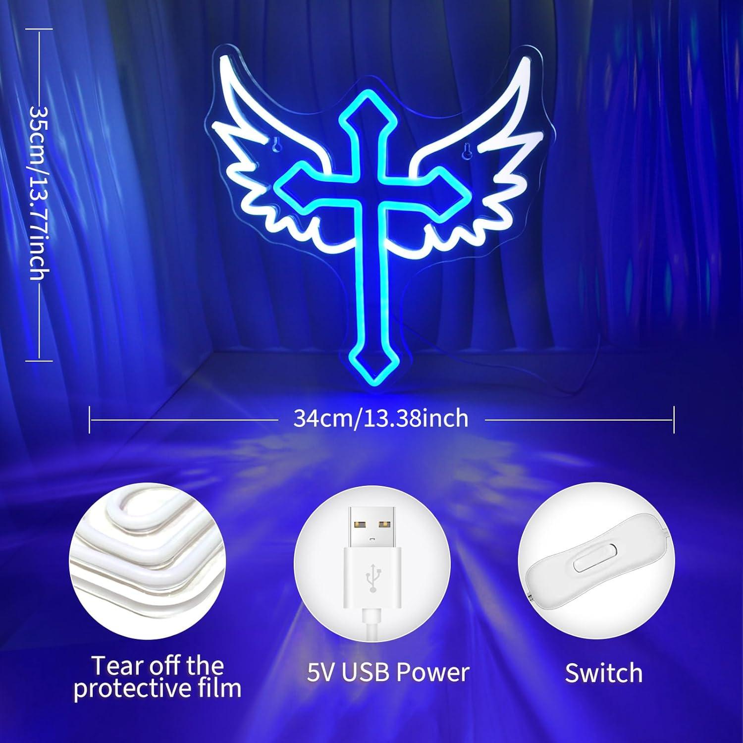 Cartel de Neón LED Cruz JEDAEMEN 35x34 cm Decoración Pared