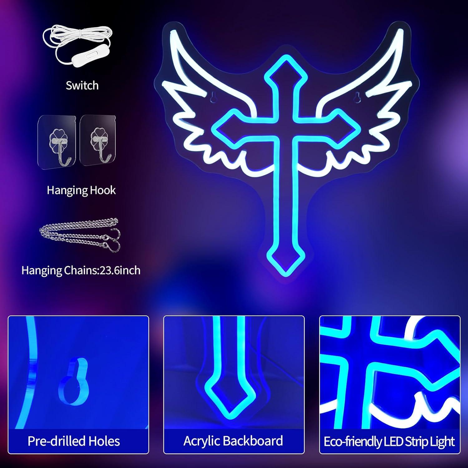 Cartel de Neón LED Cruz JEDAEMEN 35x34 cm Decoración Pared