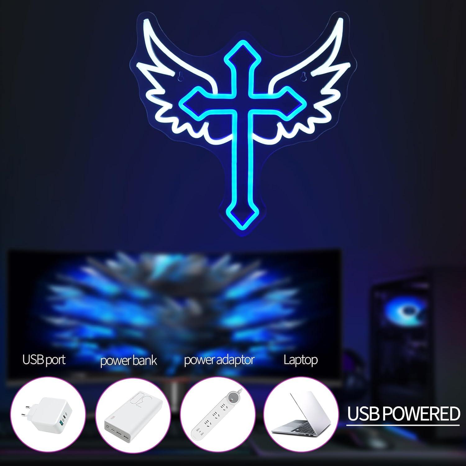 Cartel de Neón LED Cruz JEDAEMEN 35x34 cm Decoración Pared