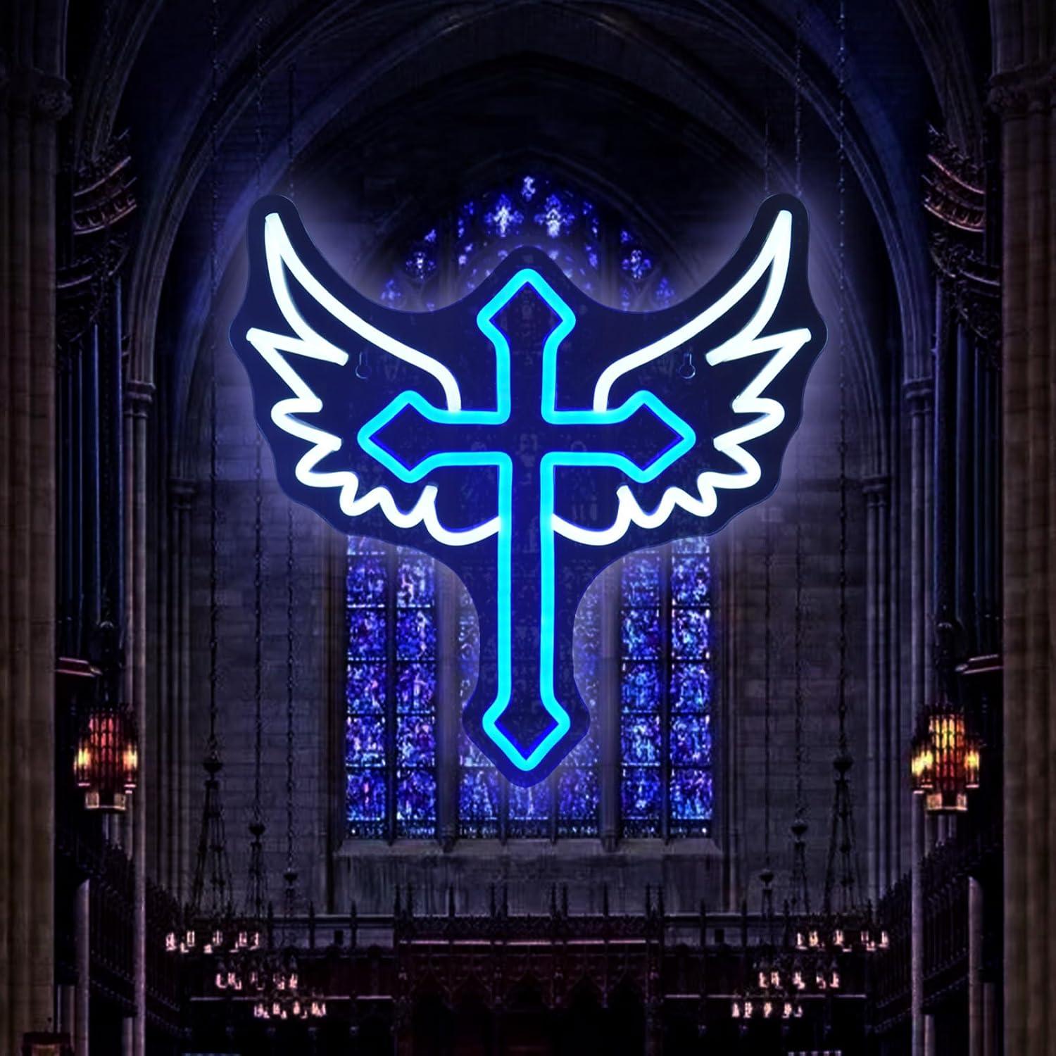 Cartel de Neón LED Cruz JEDAEMEN 35x34 cm Decoración Pared