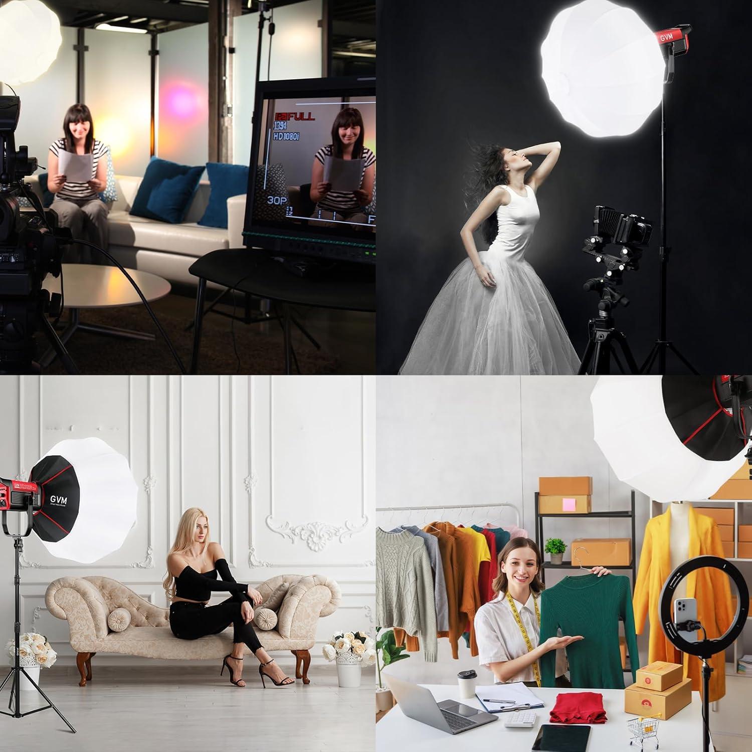 GVM 26inch/65cm Lantern Softbox Soft Light Modifier, Quick-Setup Quick-Folding Light Softbox for GVM SD80D SD200B SD300B SD400B SD500B SD650B and Other Bowens Mount Light