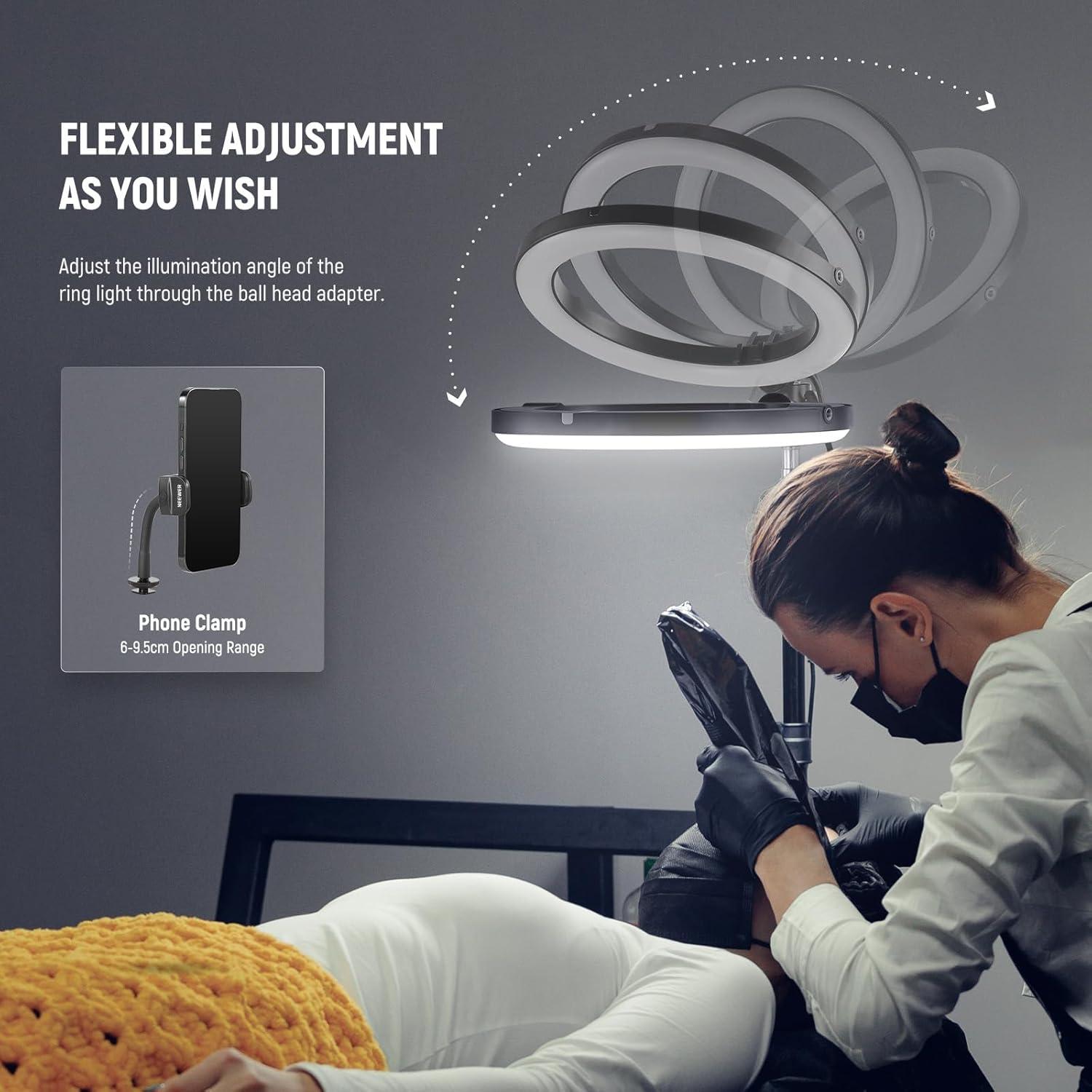 NEEWER 10" 20W High Power LED Ring Light for Phone with 71" Tripod Stand, Bi Color Ringlight, Phone Holder Compatible with iPhone for Video Recording Selfie Makeup Studio Live Streaming TikTok, RH10B