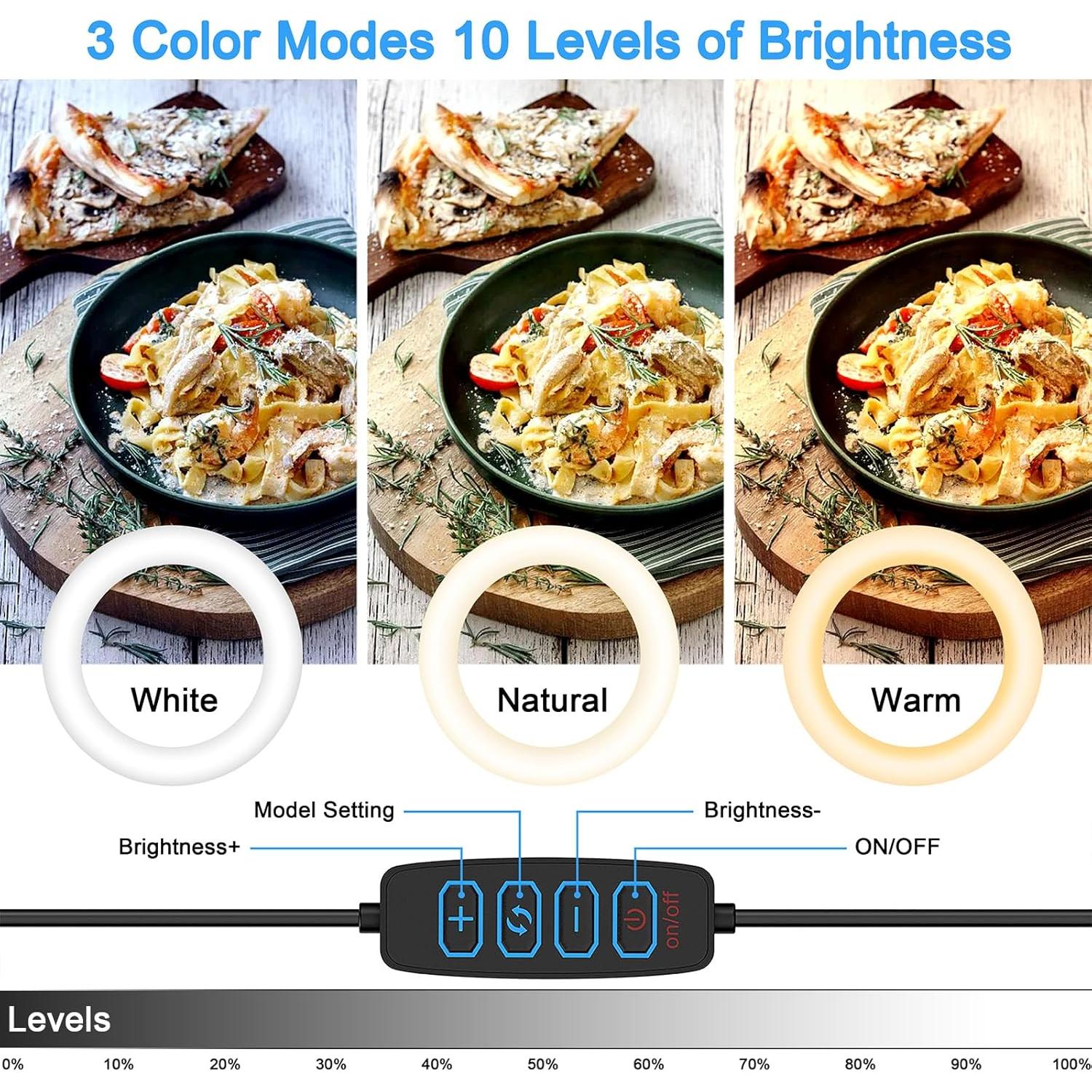 Soporte de Cámara con Luz Anular 6" y Brazo Articulado