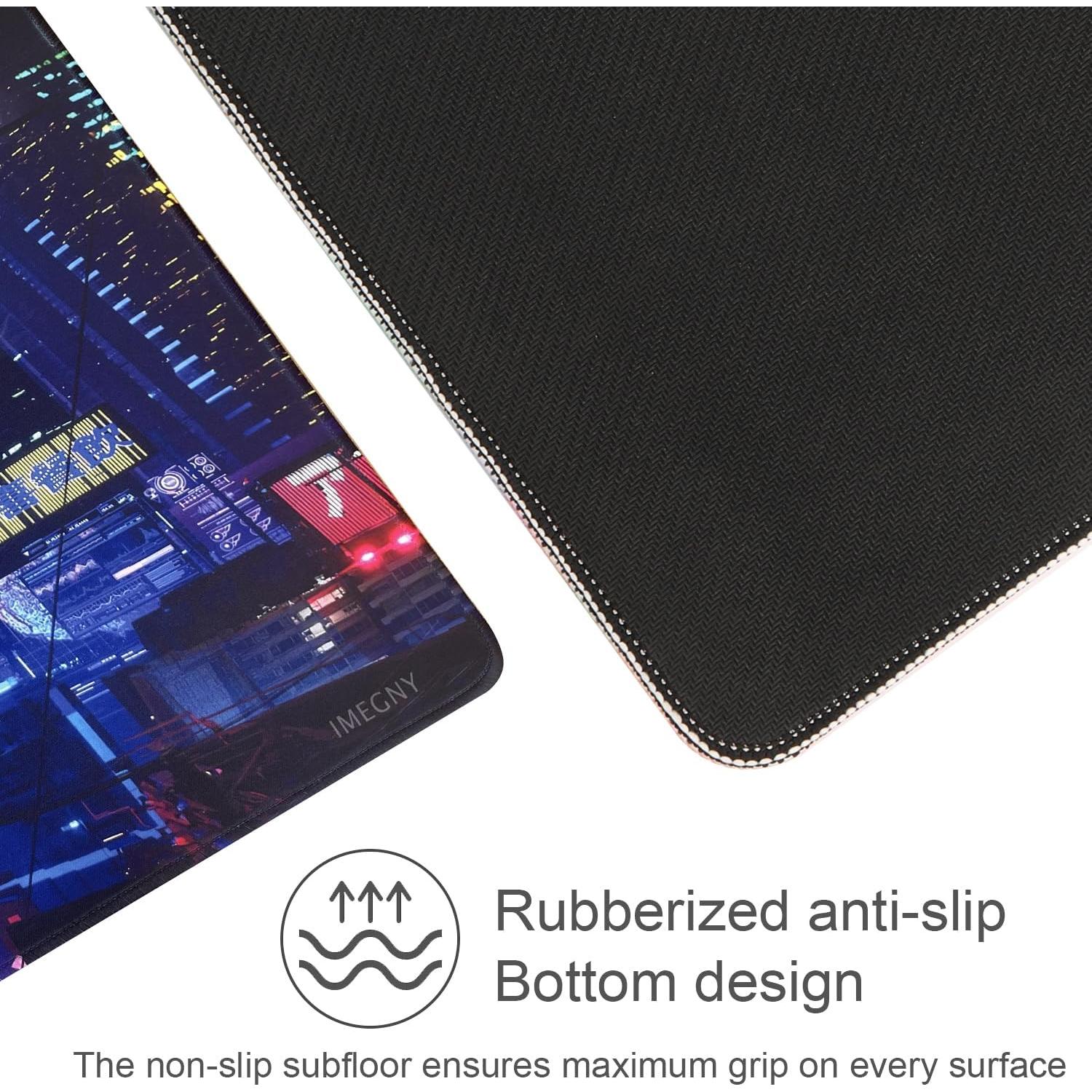 Extended Gaming Mouse Pad, Portable Mat for Keyboard & Mouse with Stitched Edges + Non-Slip Rubber Base (90x40 colorfulcity002)