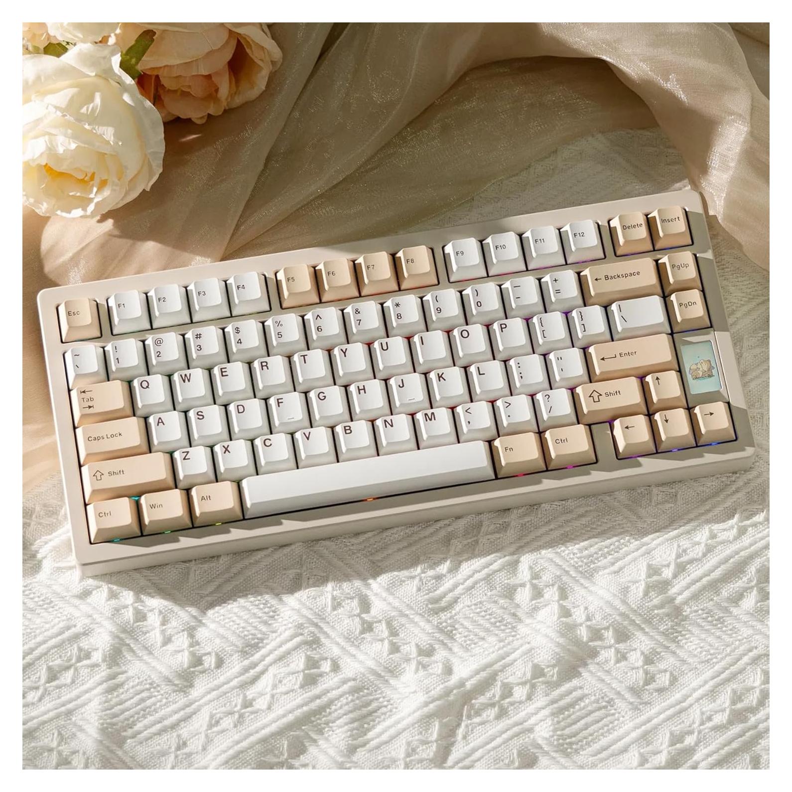 Teclado Mecánico Inalámbrico Chilkey ND75 75% RGB Beige