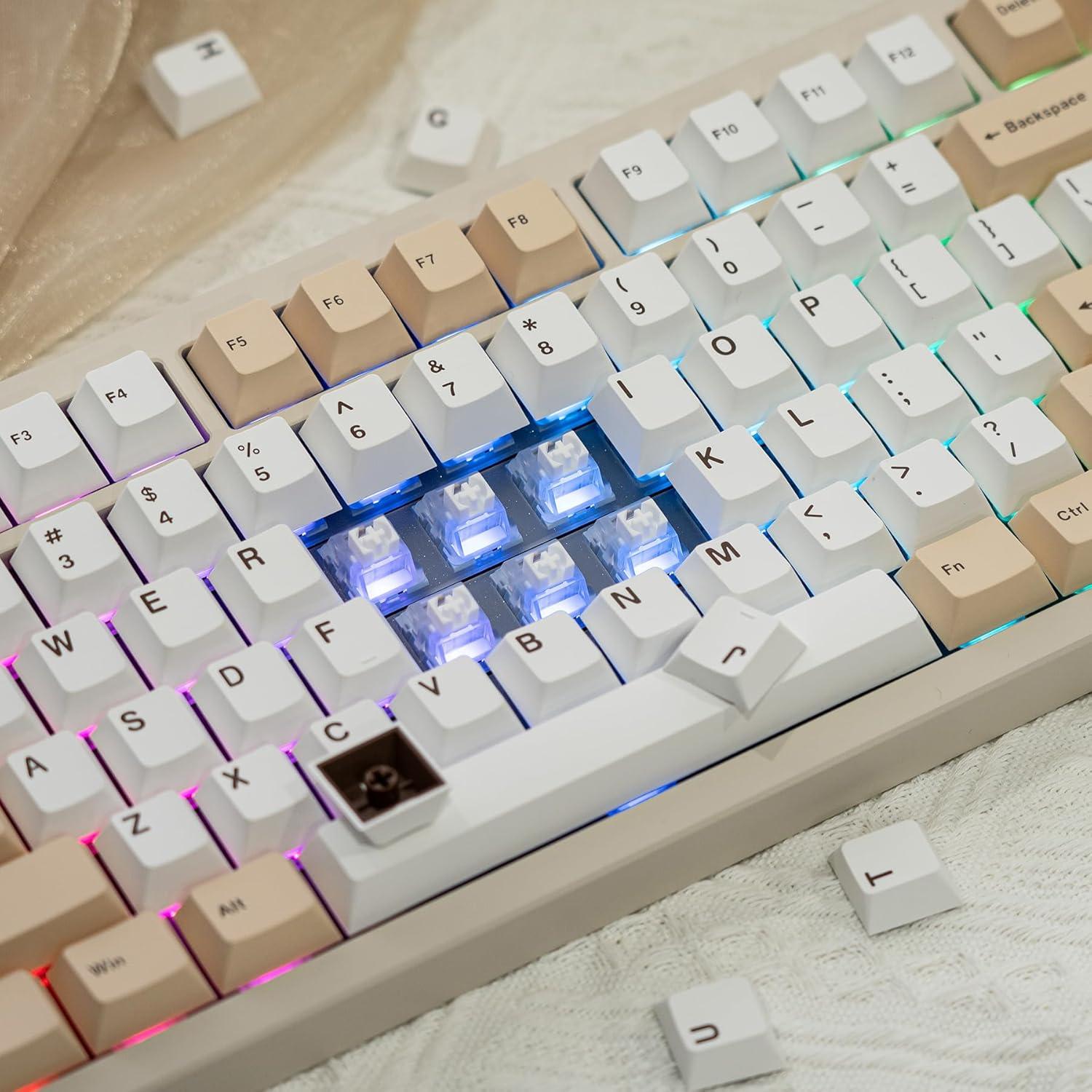 Teclado Mecánico Inalámbrico Chilkey ND75 75% RGB Beige