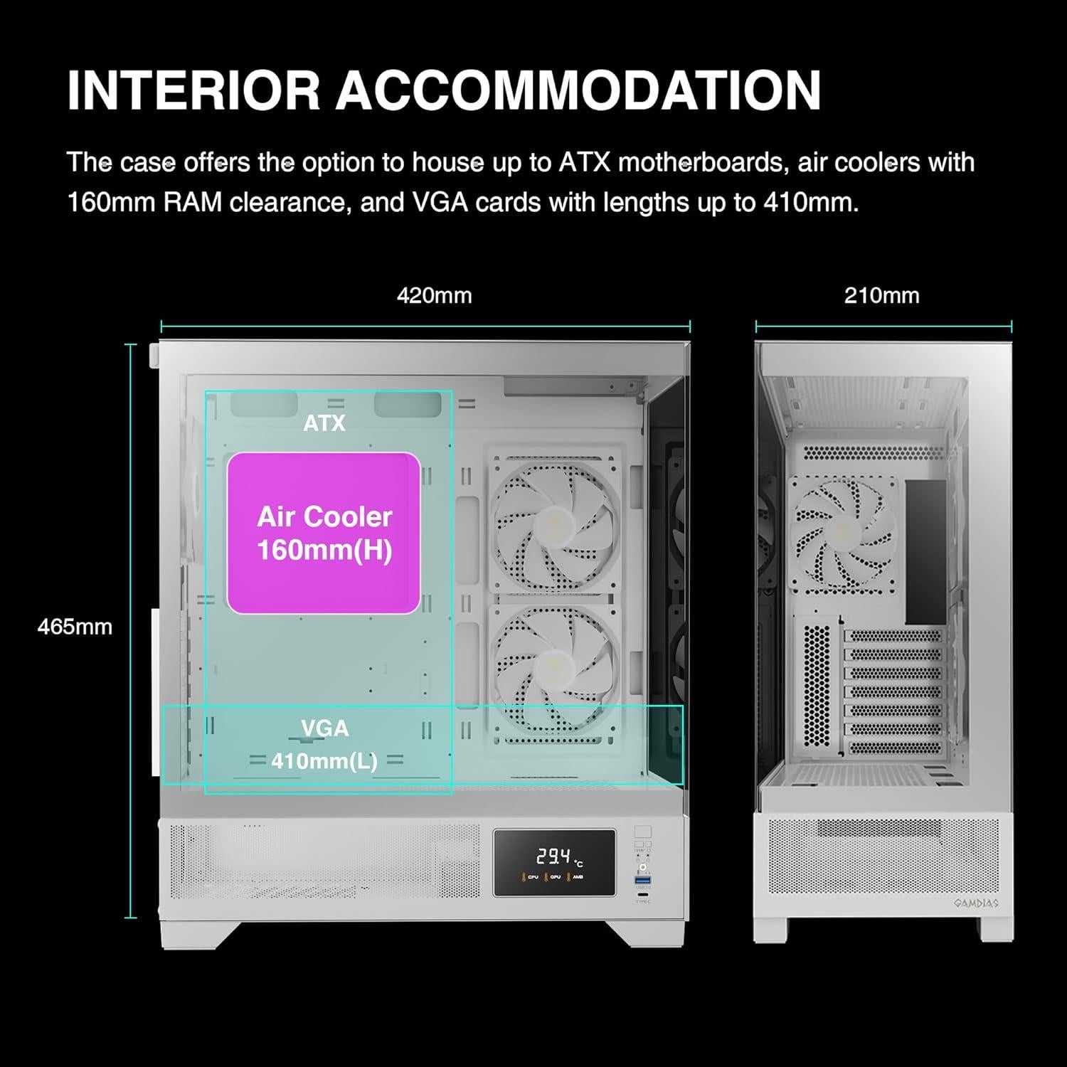 Caja de Computadora GAMDIAS ATLAS M1 Blanca ATX con RGB