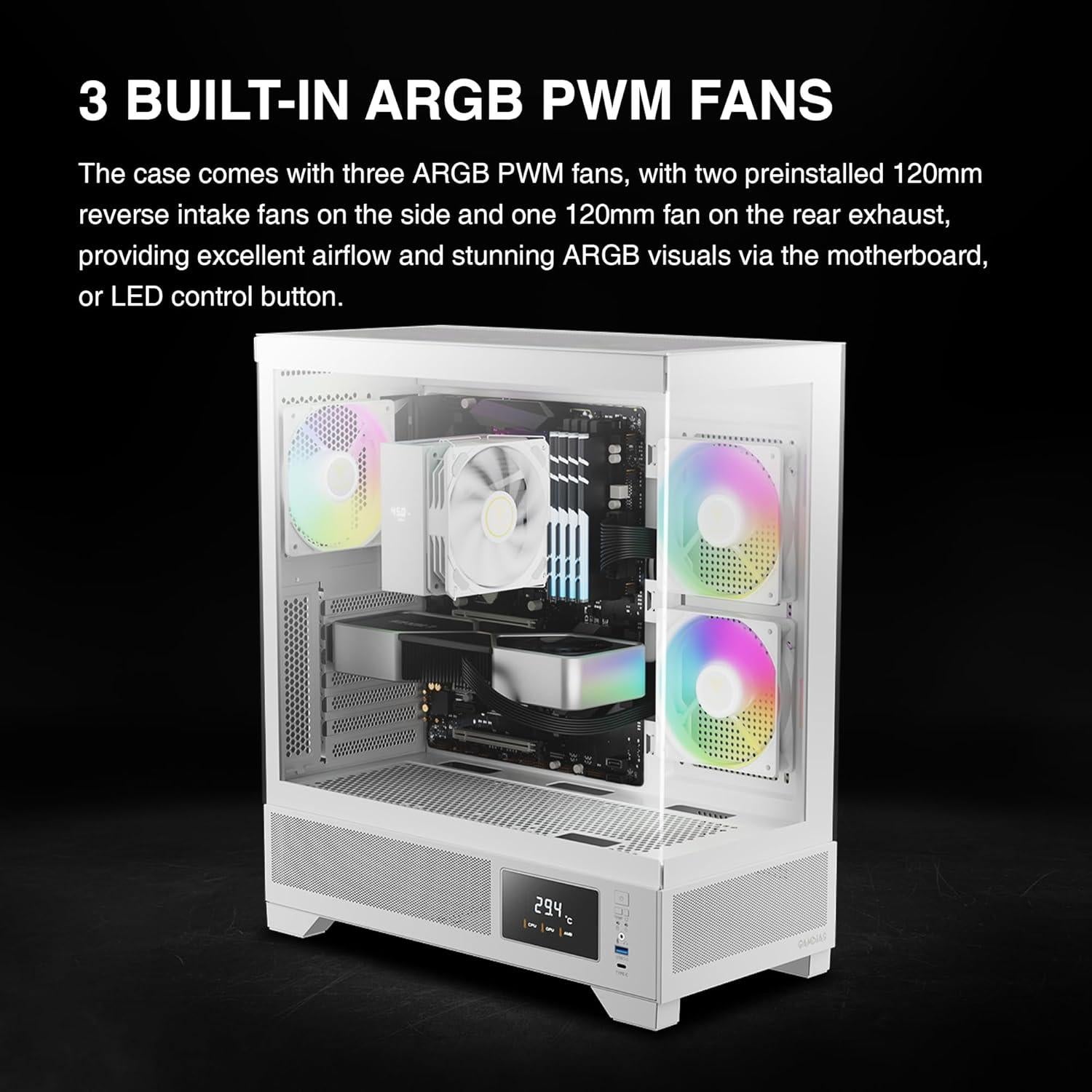 Caja de Computadora GAMDIAS ATLAS M1 Blanca ATX con RGB