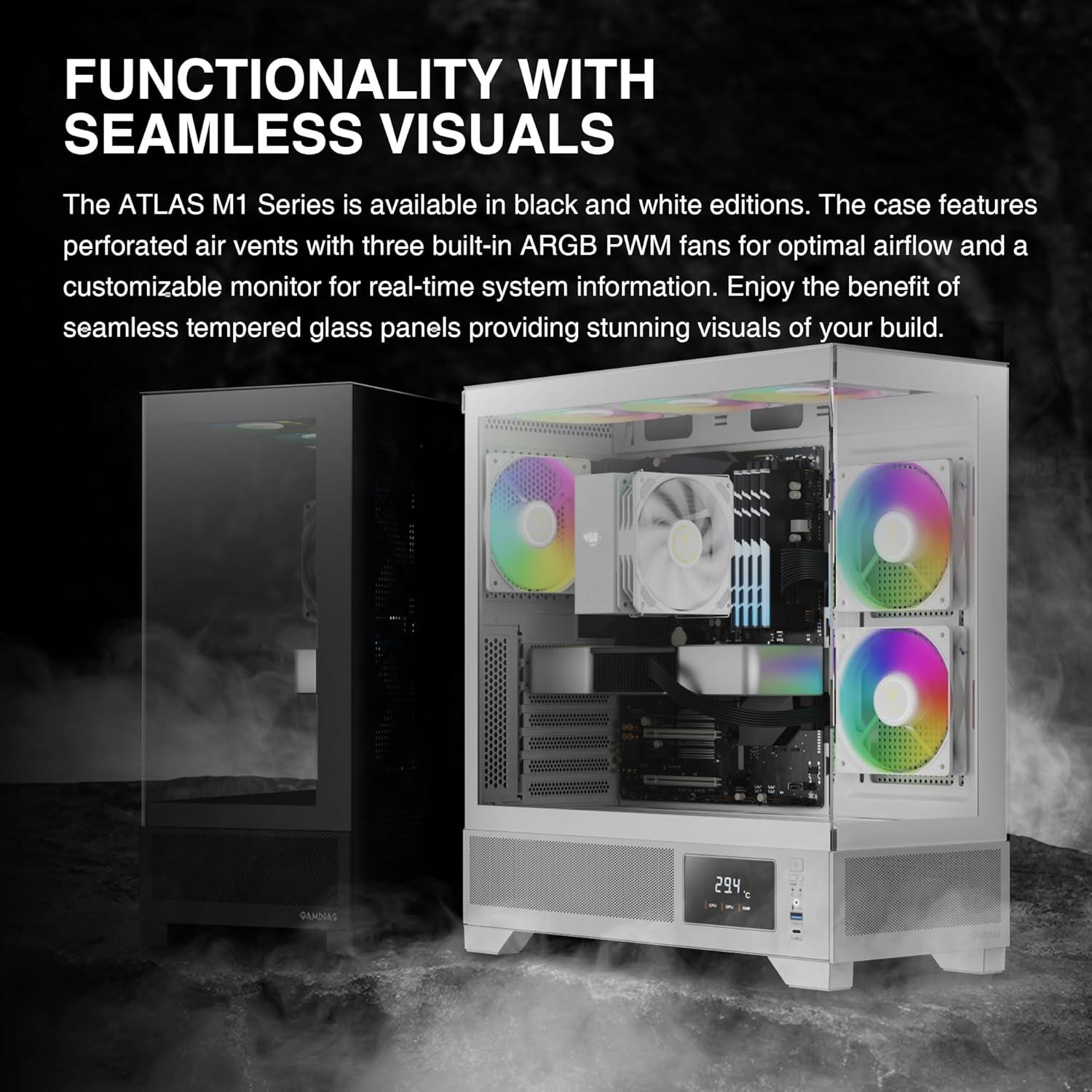 Caja de Computadora GAMDIAS ATLAS M1 Blanca ATX con RGB