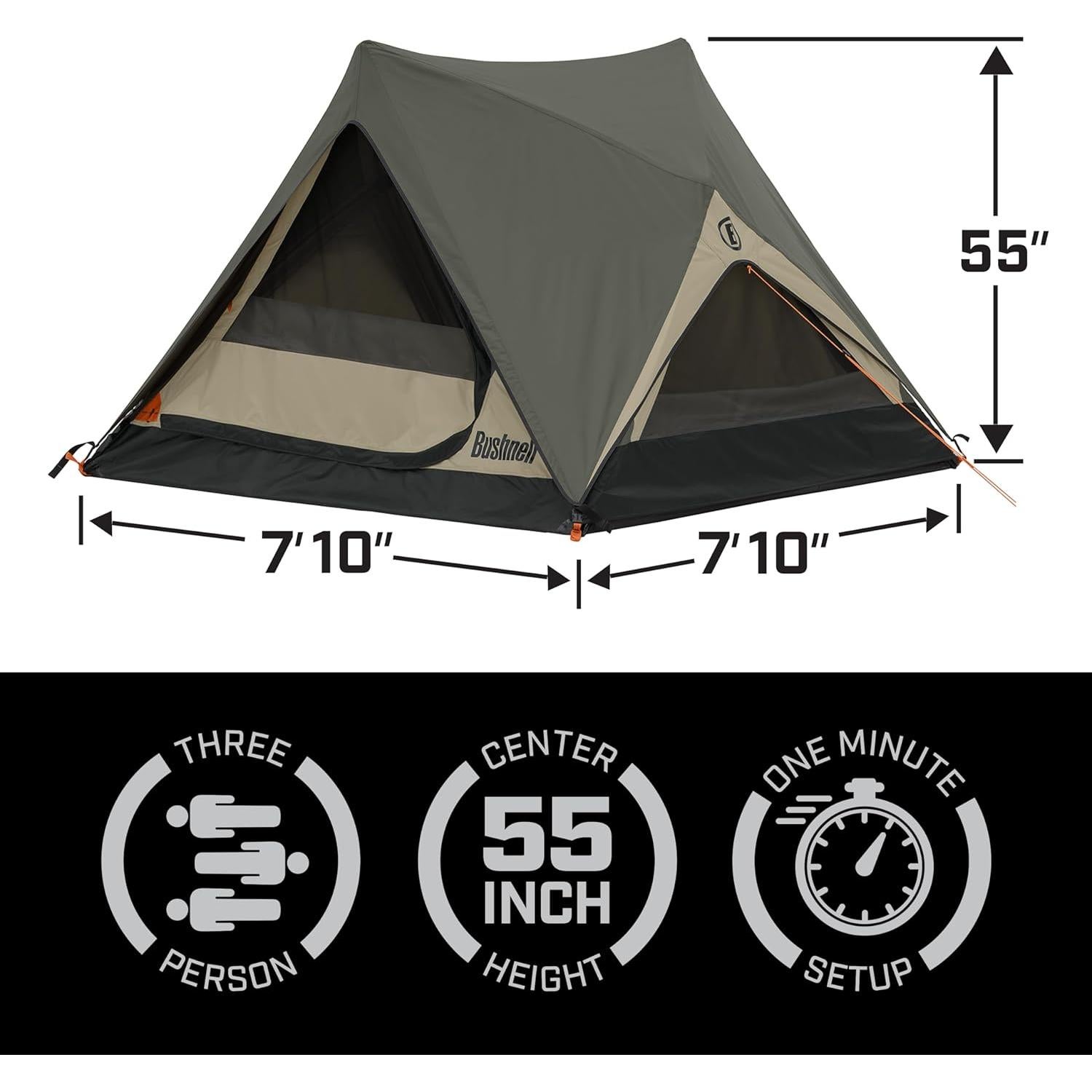 Bushnell Tent | Instant Pop Up 3P / 4P/ 6P / 8P Hub Style Tents | Best Pop Up Tent for Camping, Hiking, Family Camping, Hunting, Fishing, and Basecamp