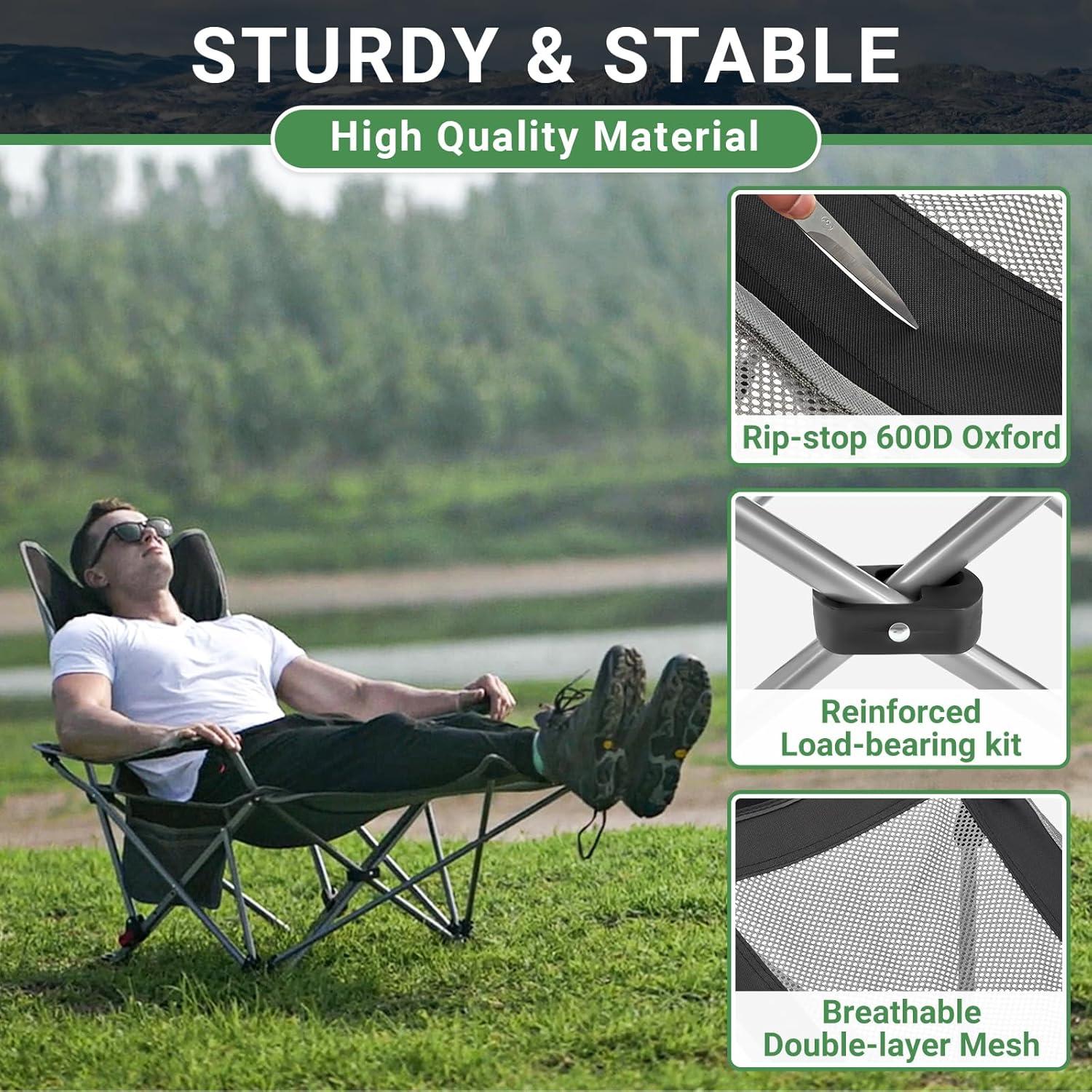 Silla de Camping Plegable WEJOY WF2204 Reclinable 3 Posiciones