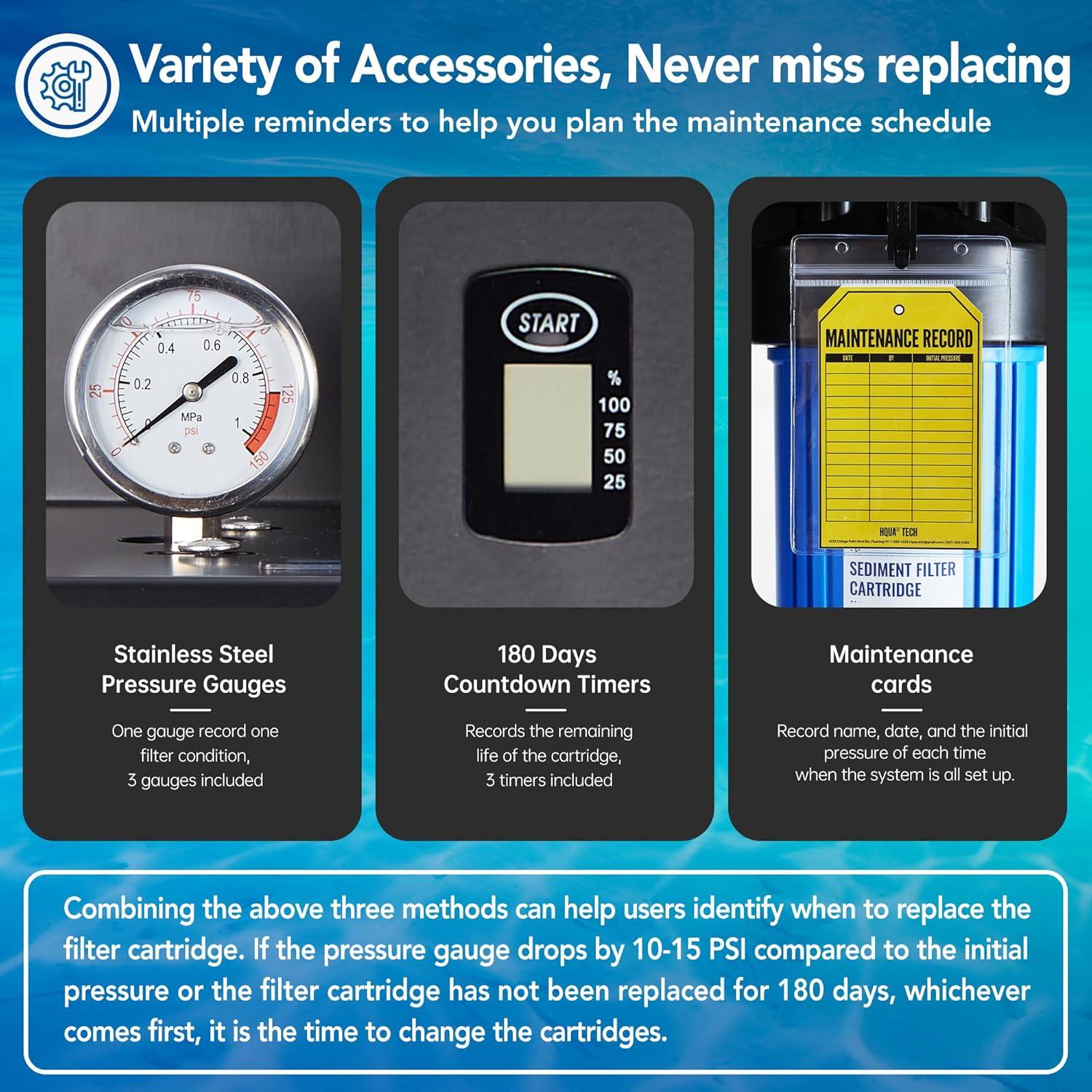 Sistema de Filtración de Agua HQUA WF3-01 3 Etapas 20 kg