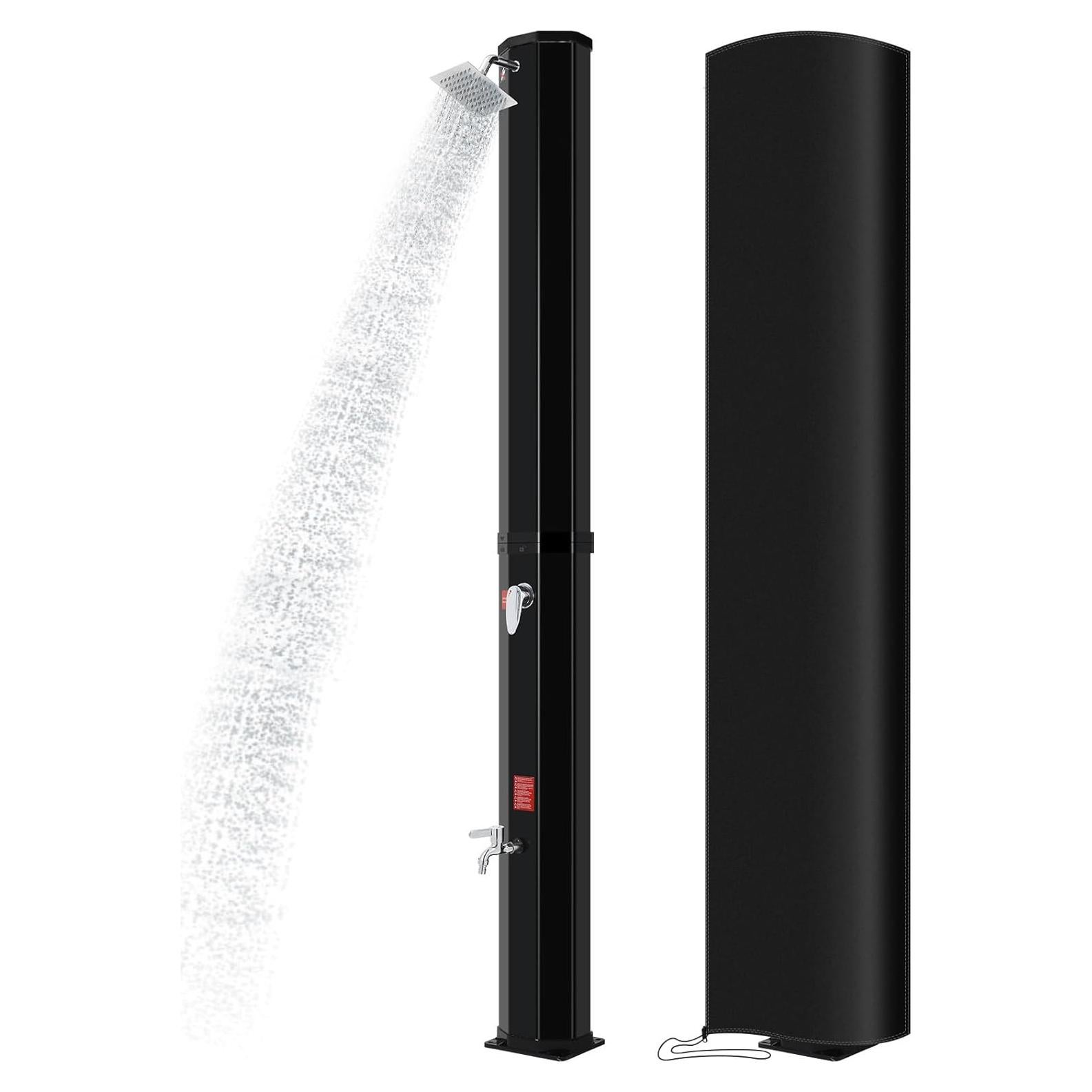 MAMIZO Outdoor Solar Shower, 10.6 Gallon/16 Gallon Solar Heated Shower with Shower Head and Foot Shower Tap, 2-Section Pool Shower with Protective Cover for Backyard, Garden, Beach Spa (16 GAL)