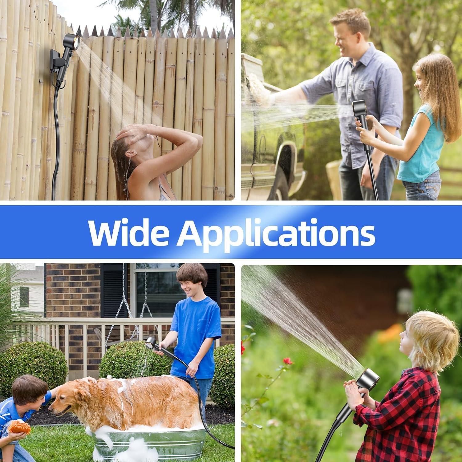 Portable Camping Shower, Upgraded Outdoor Shower with Fahrenheit Display & 8000mAh Rechargeable Battery Pump IPX8 Waterproof for Camp, Hiking, Car Washing